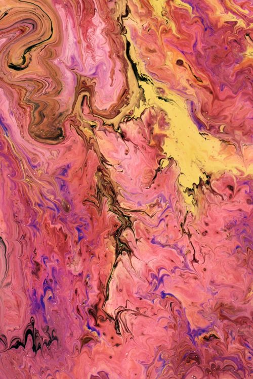 Free Captivating abstract fluid art with vibrant pink and yellow swirls. Stock Photo