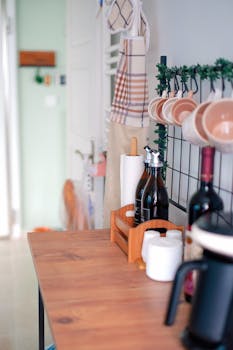 Sleek kitchen counter setup with minimalist design and natural light ambiance.