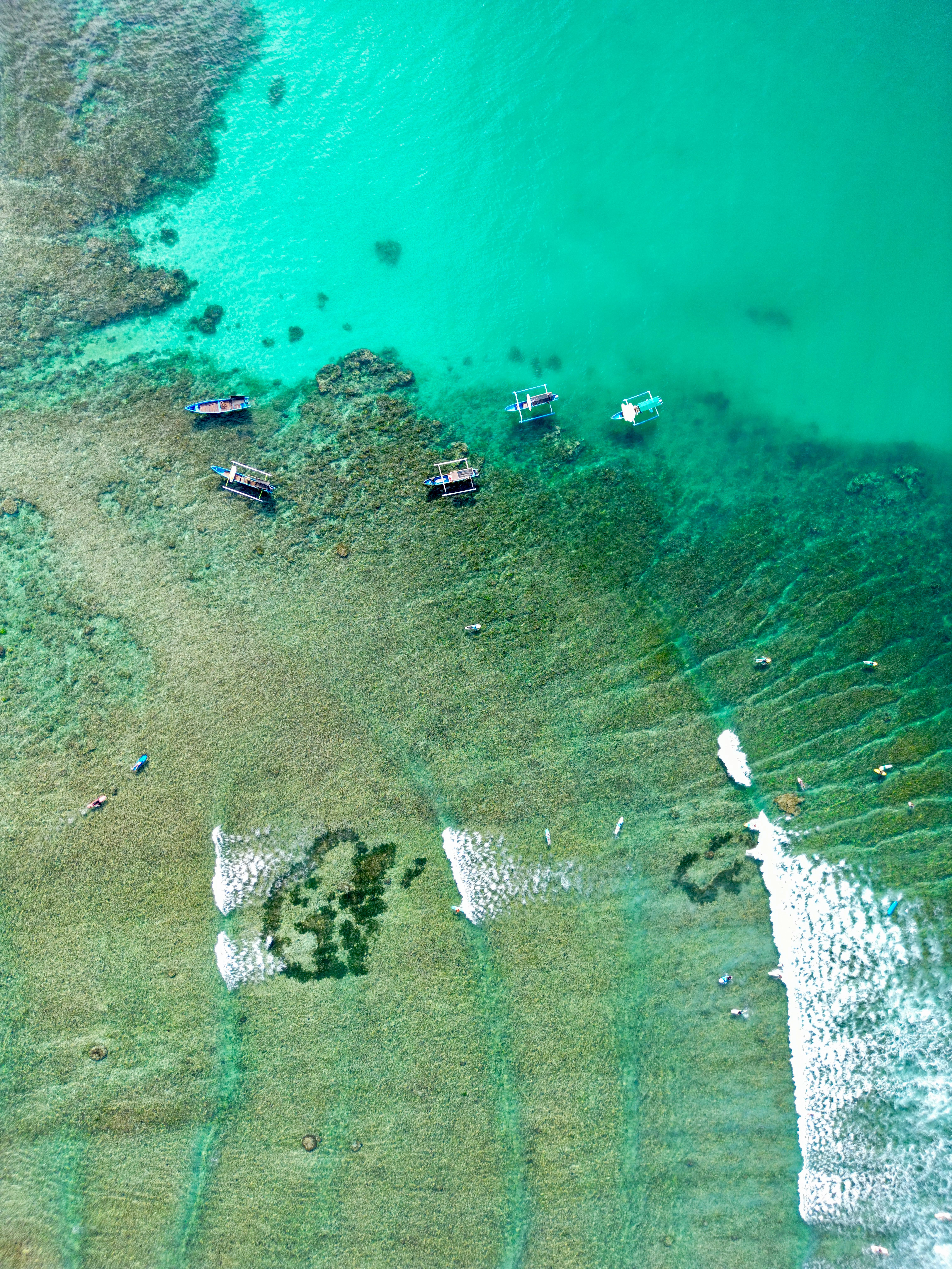 Aerial View of Boats on Turquoise Ocean Waters · Free Stock Photo