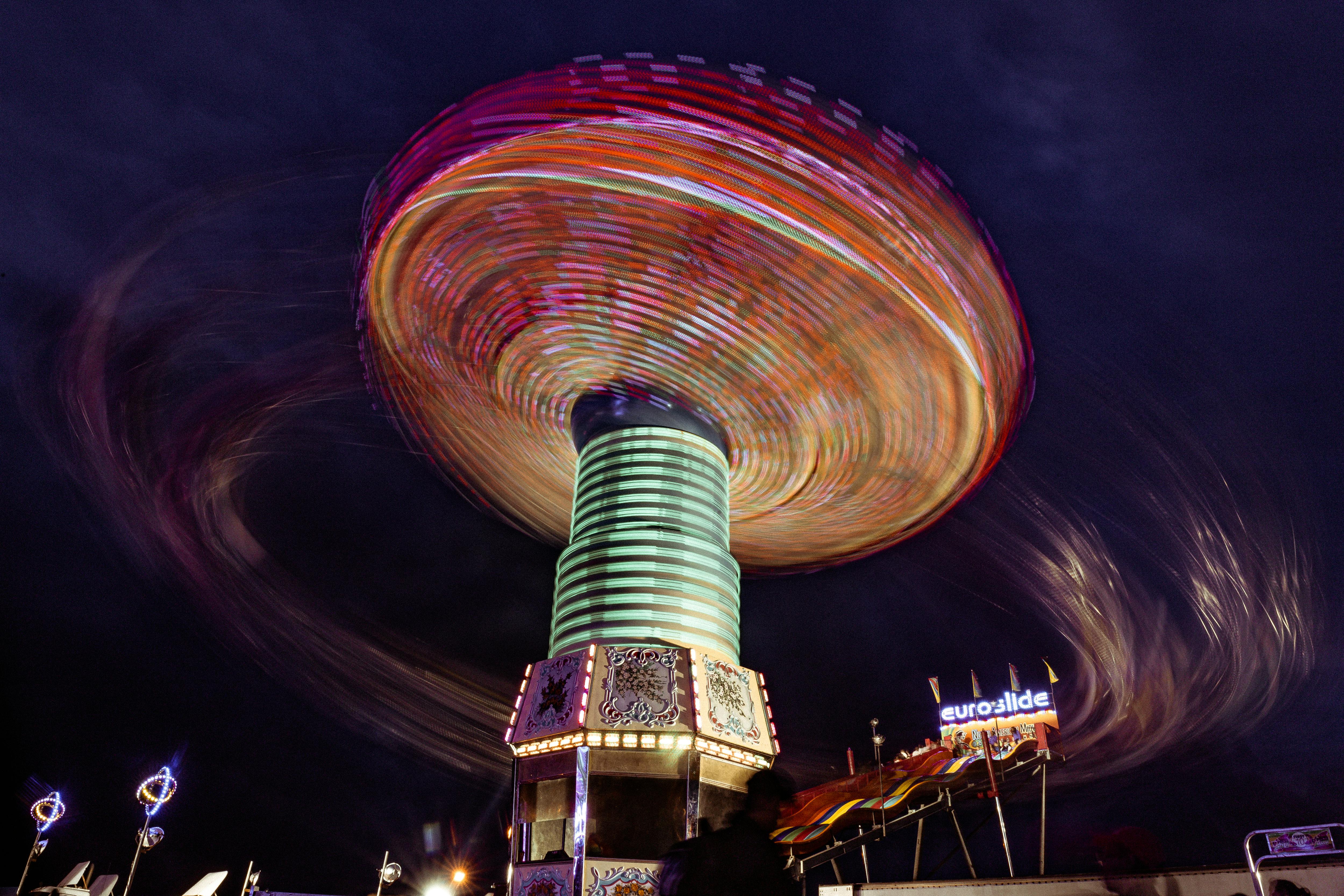 amusement ride in low angle photography