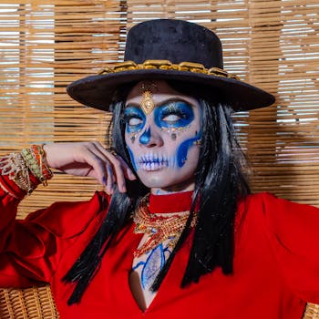 Stunning portrait showcasing Day of the Dead makeup and outfit.