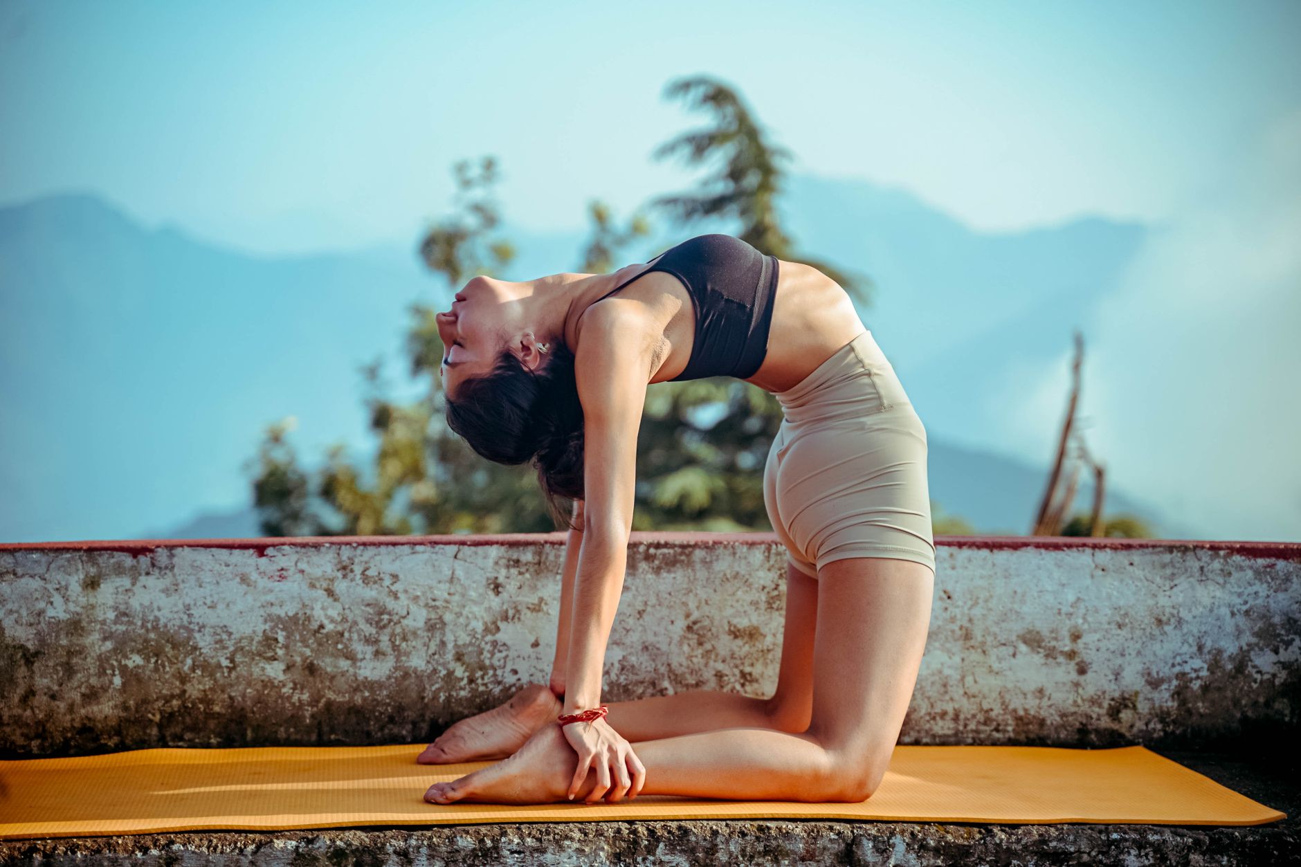 Step-by-step demonstration of pranayama breathing technique for stress relief