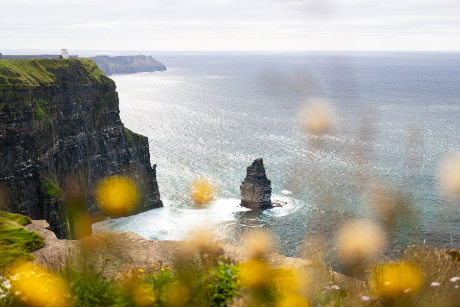 Panoramic view of the majestic Cliffs of Moher in County Clare, Ireland.