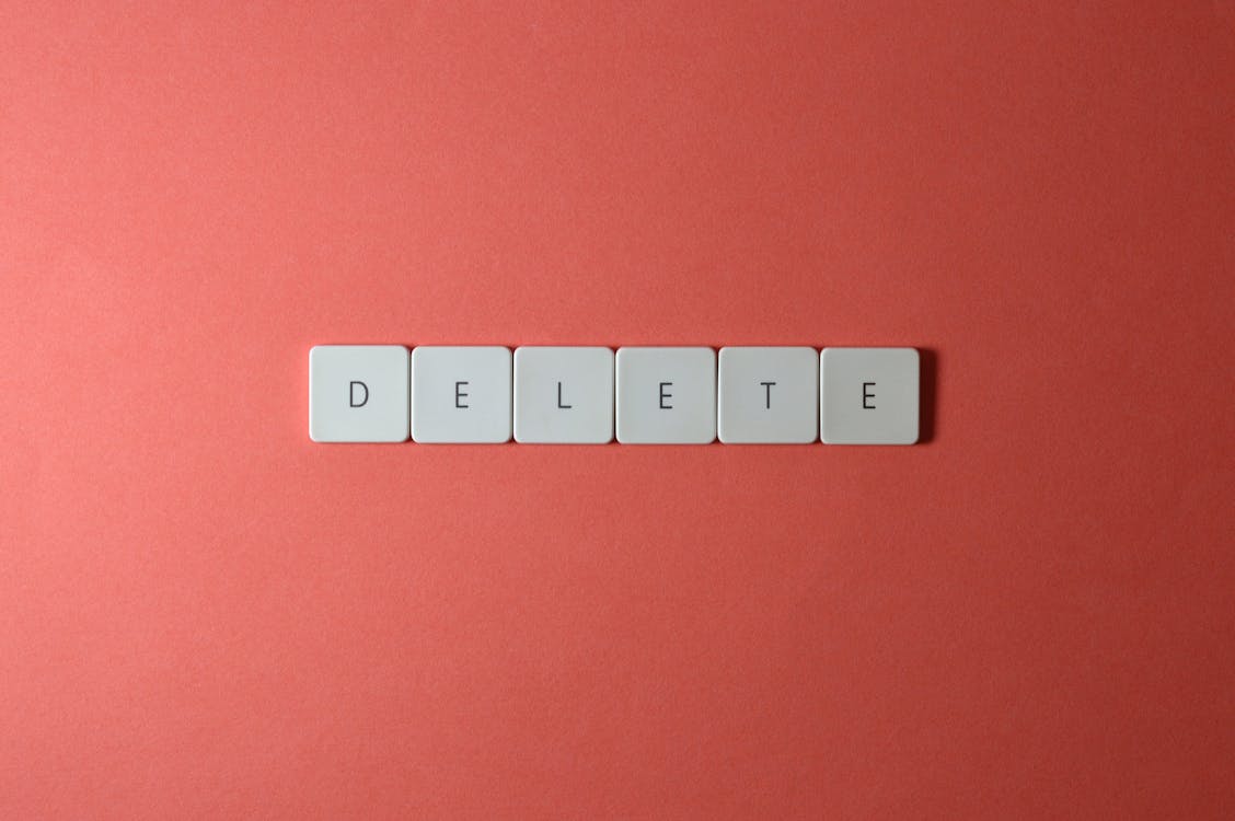 Close-up shot of keyboard buttons spelling "DELETE."