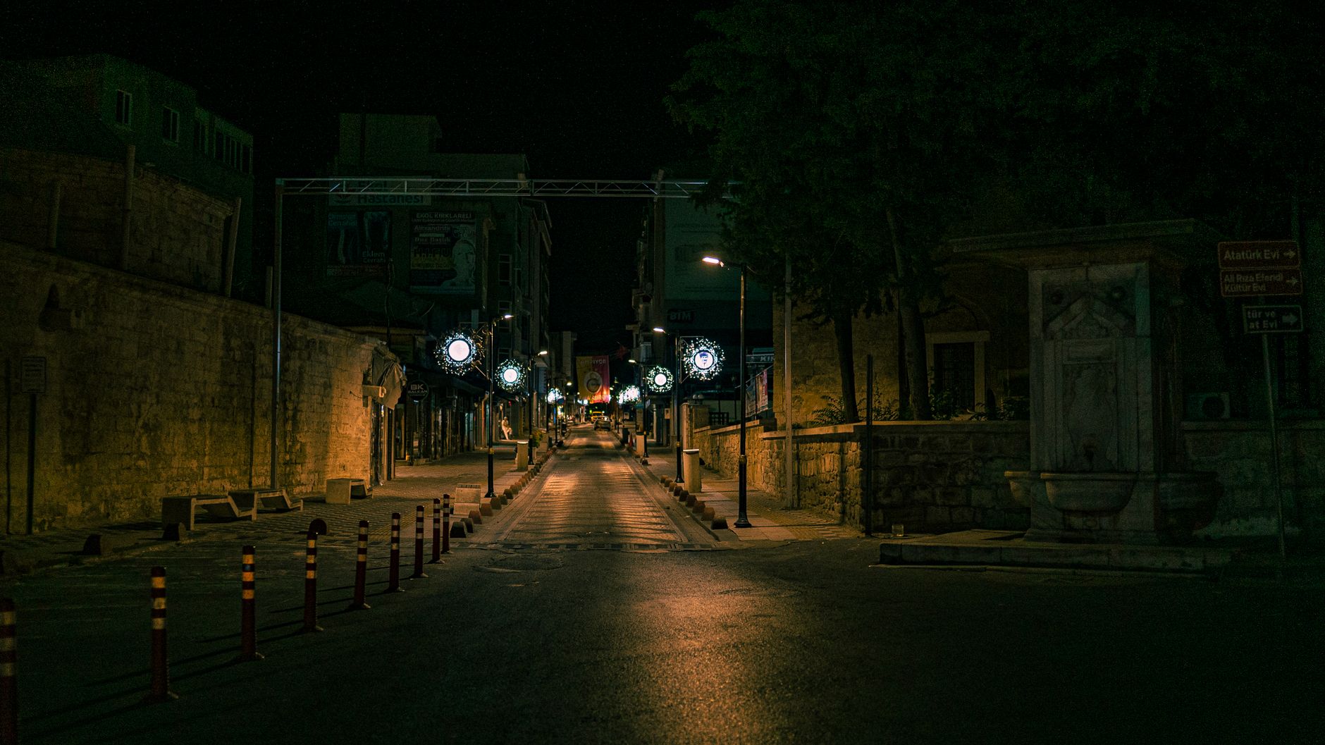 Pedestrianised Ledra Street inside the Venetian walls of Nicosia at dusk