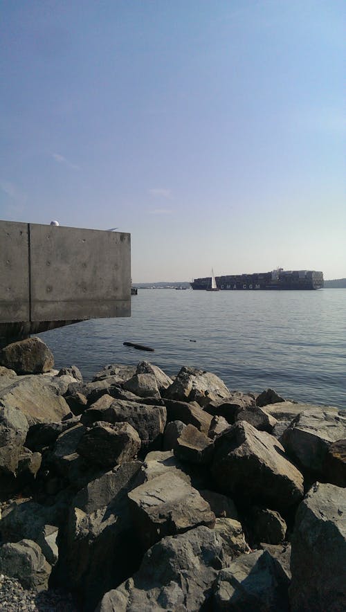 Free stock photo of cargo ship, elliott bay, puget sound Stock Photo