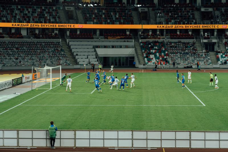 Football match under stadium lights