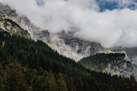 Dramatic Mountain Landscape with Forest and Clouds