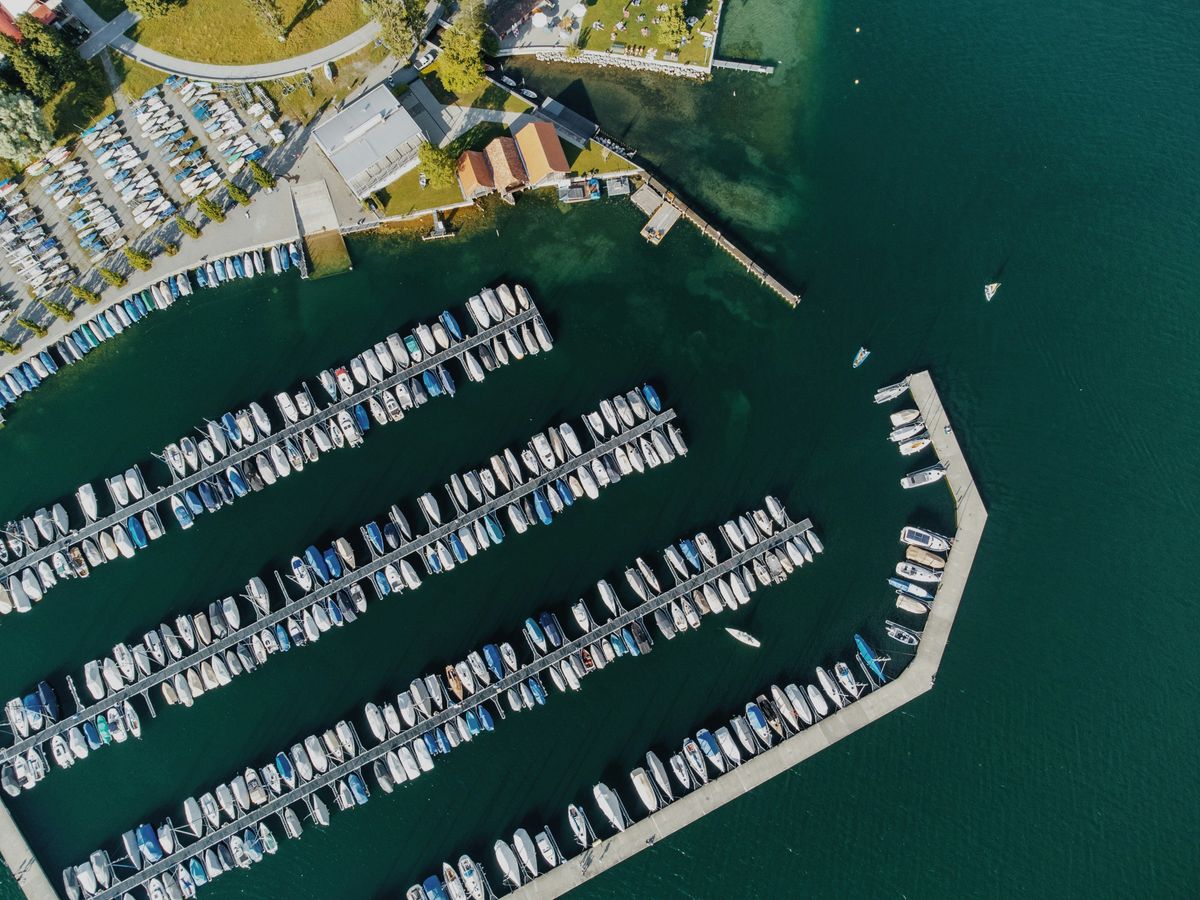 Aerial View of Boats Dock on the Port · Free Stock Photo