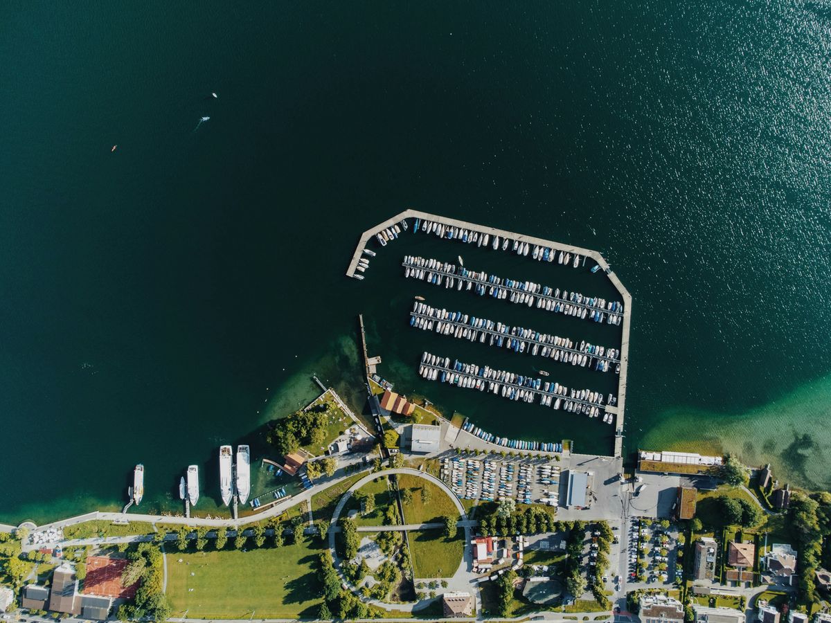 Aerial View of Boats Dock on the Port · Free Stock Photo