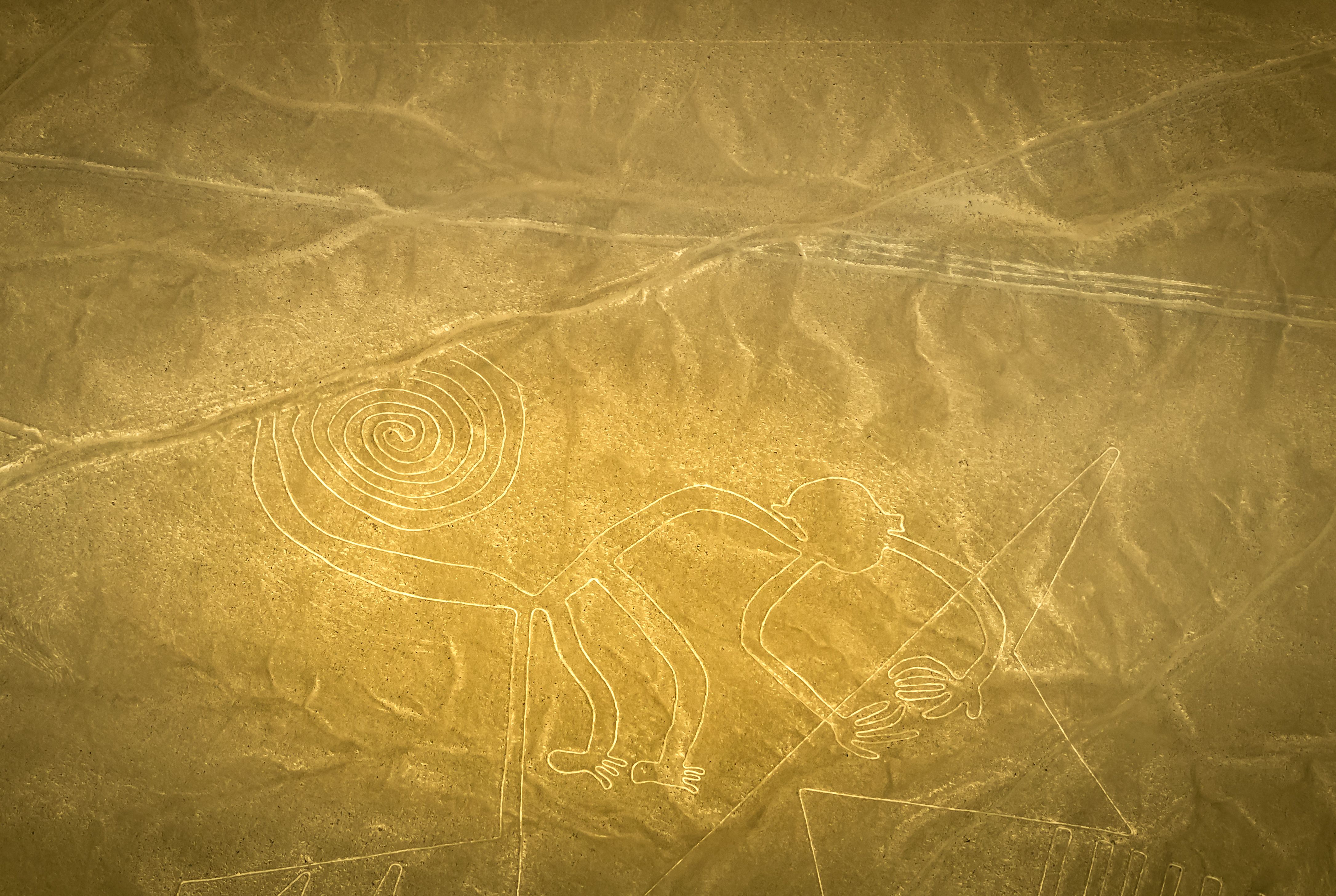 Vista Area Del Geoglifo De Los Monos De Las Lneas De Nazca  Foto de ...
