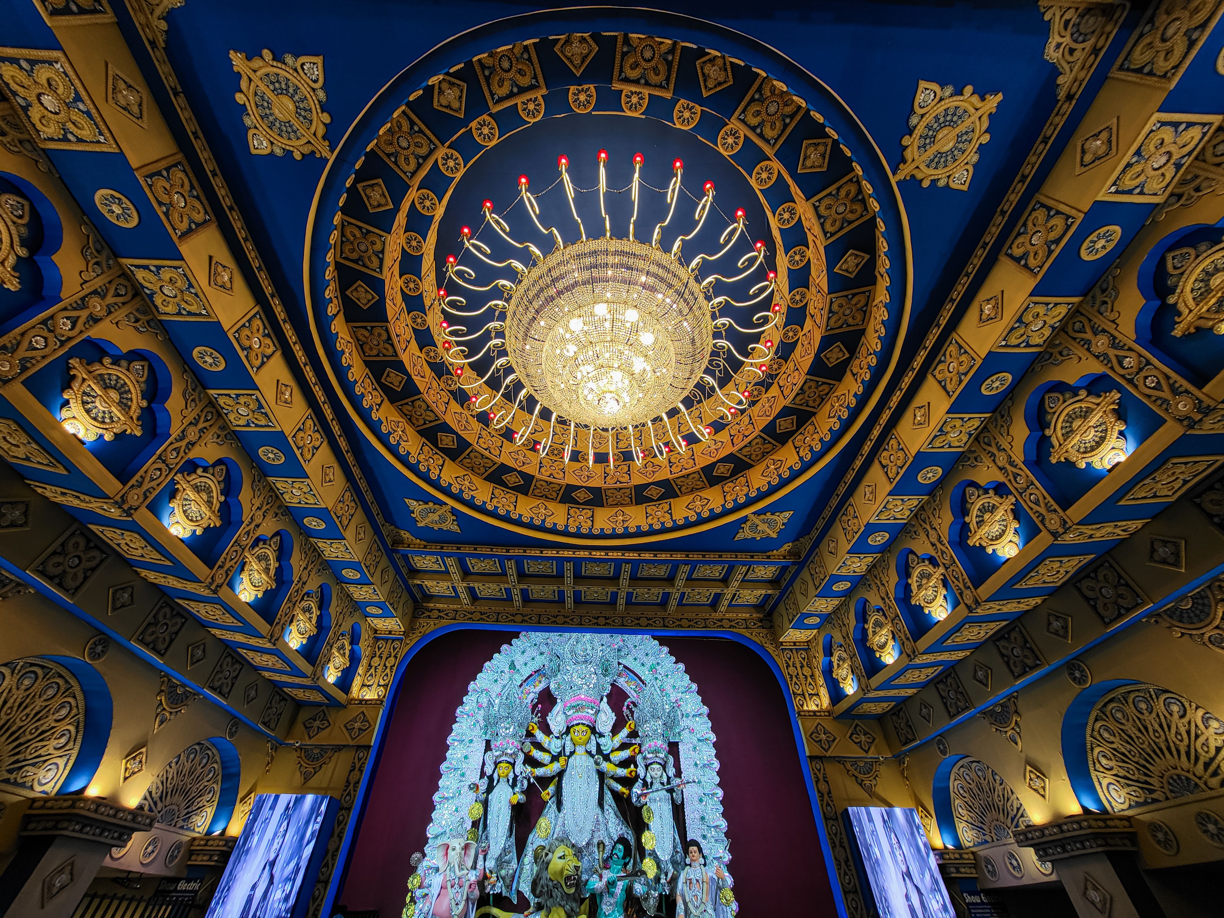 Intricately Decorated Durga Puja Pandal Ceiling · Free Stock Photo