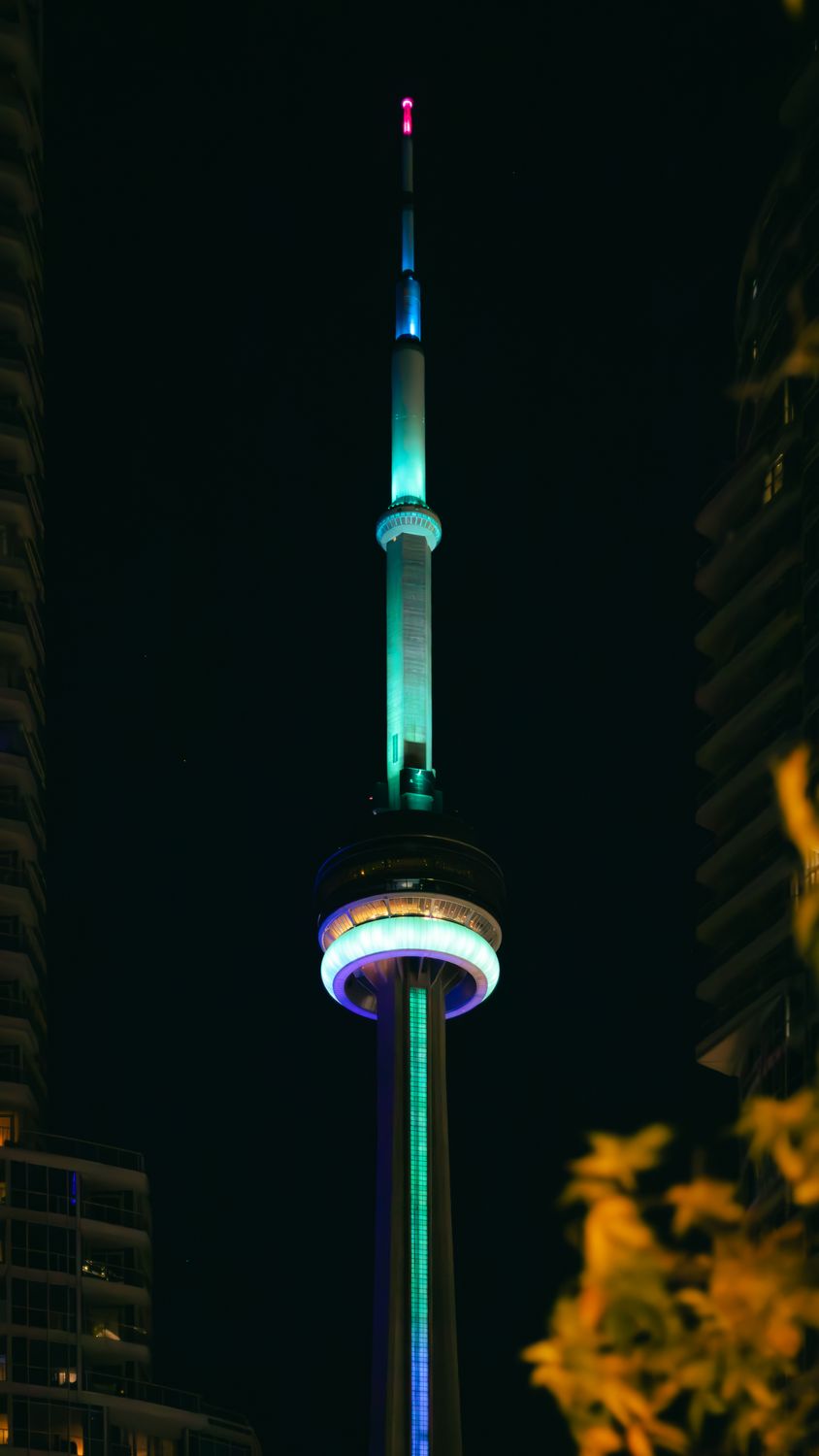 Illuminated CN Tower in Toronto at Night · Free Stock Photo