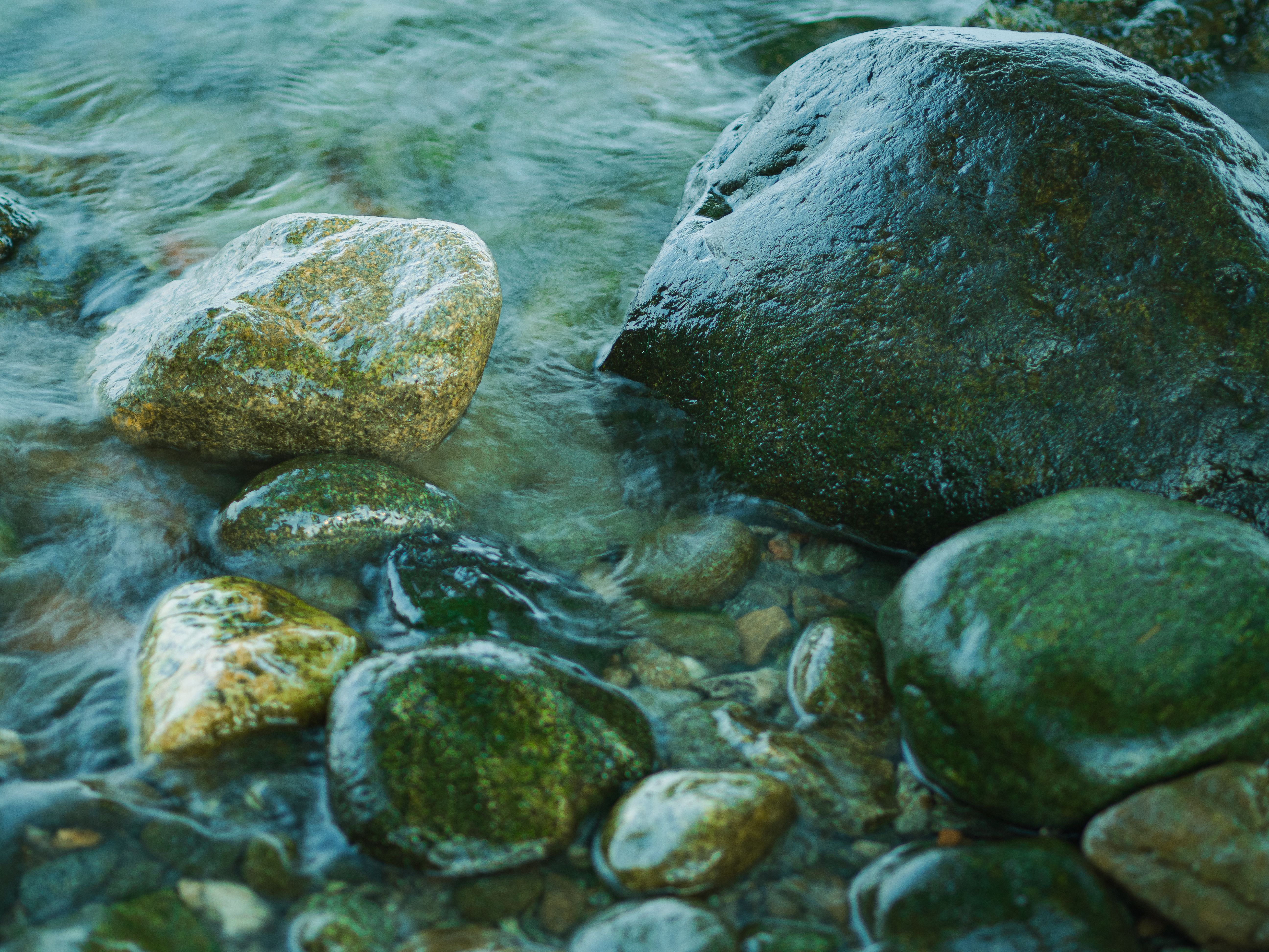 Piedras De Río Tranquilas Con Agua Fluyendo · Foto de stock gratuita