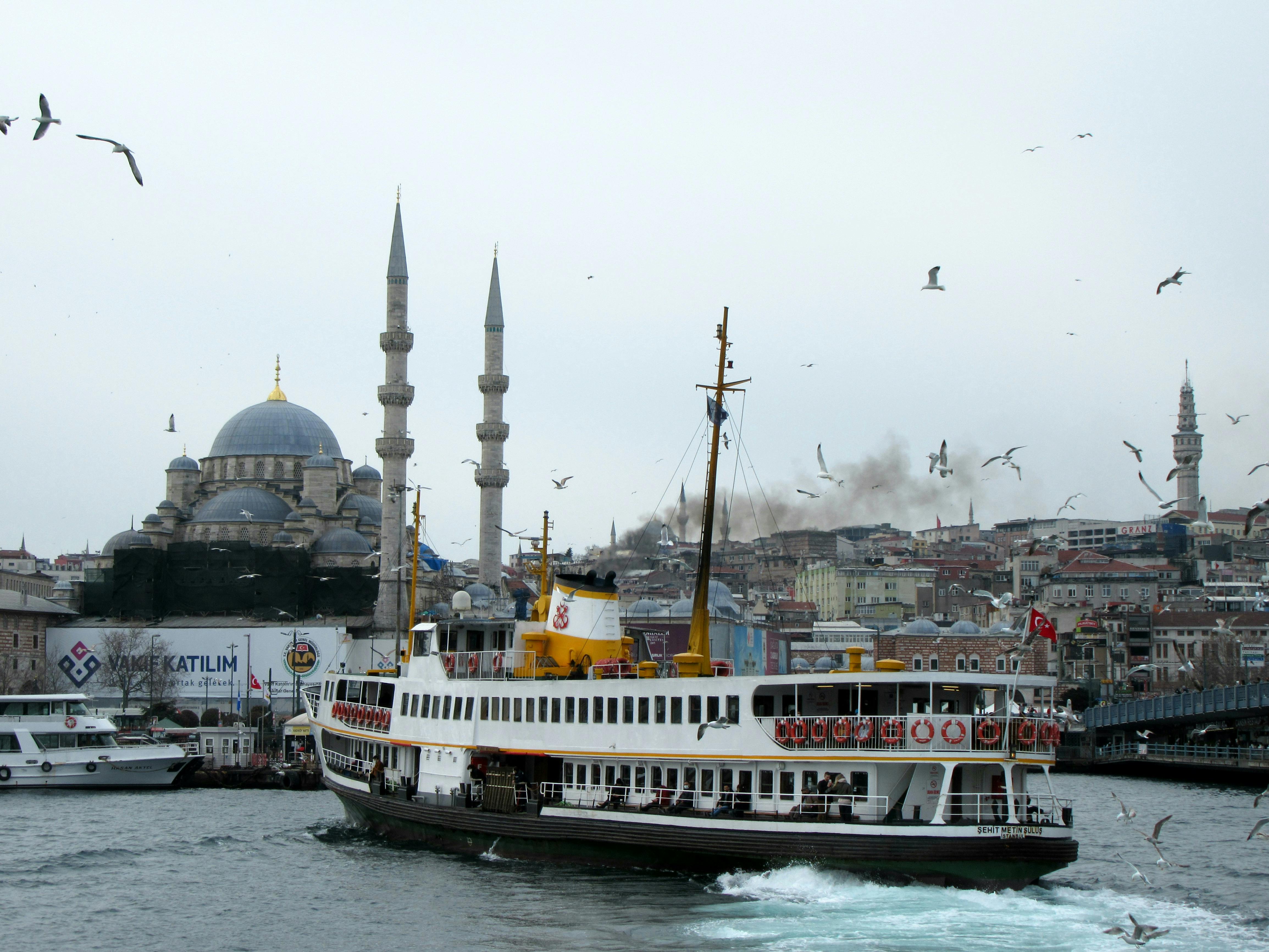 Gratuit Horizon Historique D'istanbul Avec Ferry Et Mosquées Photos