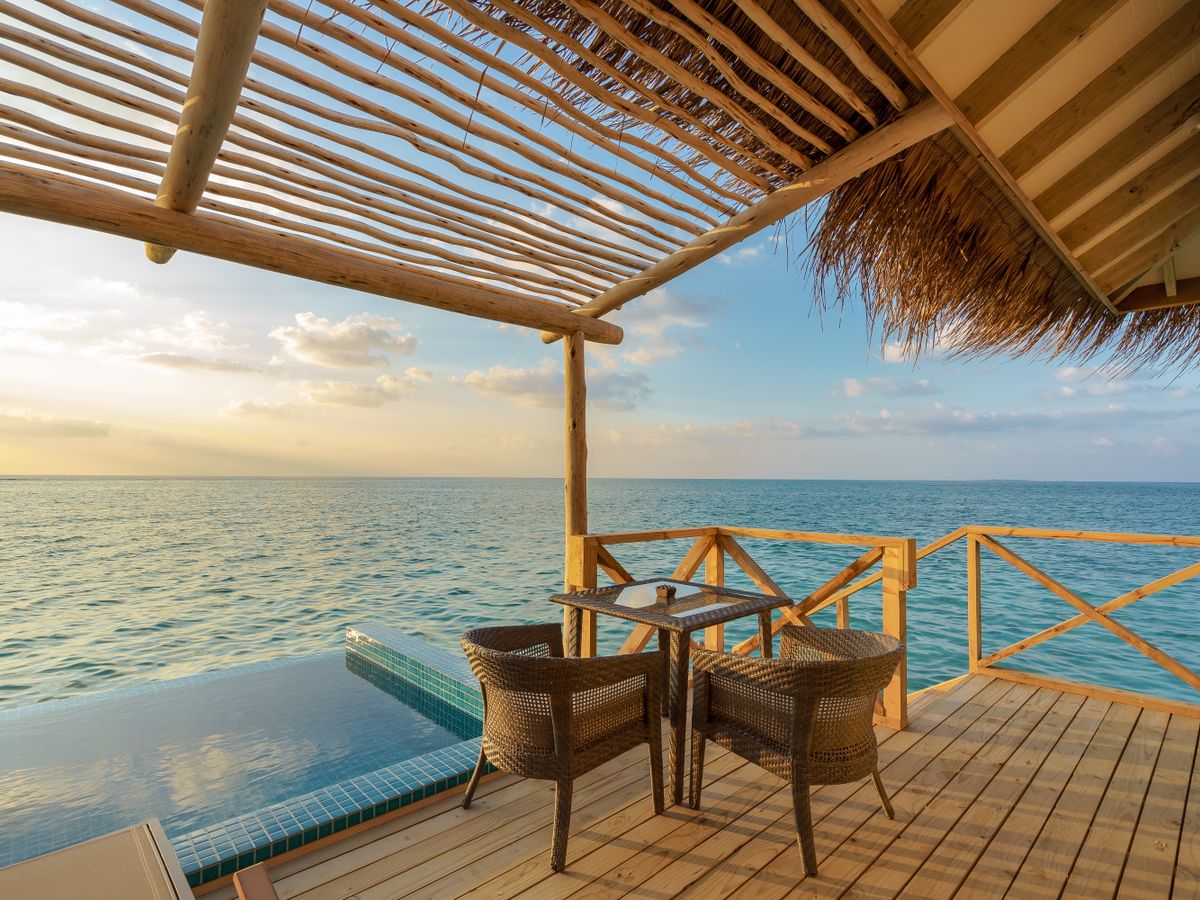 Sunrise over a peaceful villa