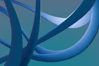 Abstract Blue Curved Lines on Teal Background