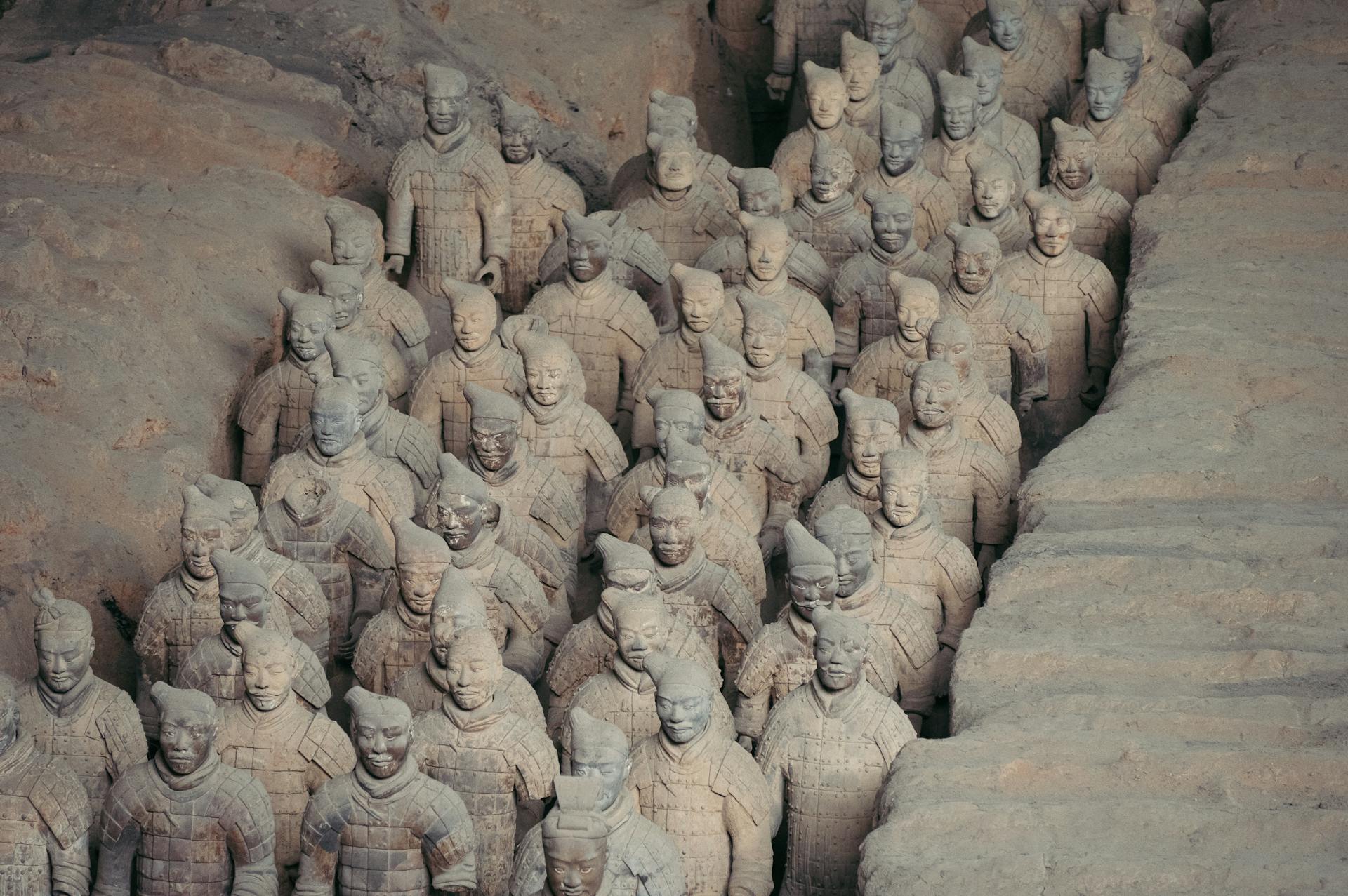 Terracotta Warriors in Archaeological Excavation