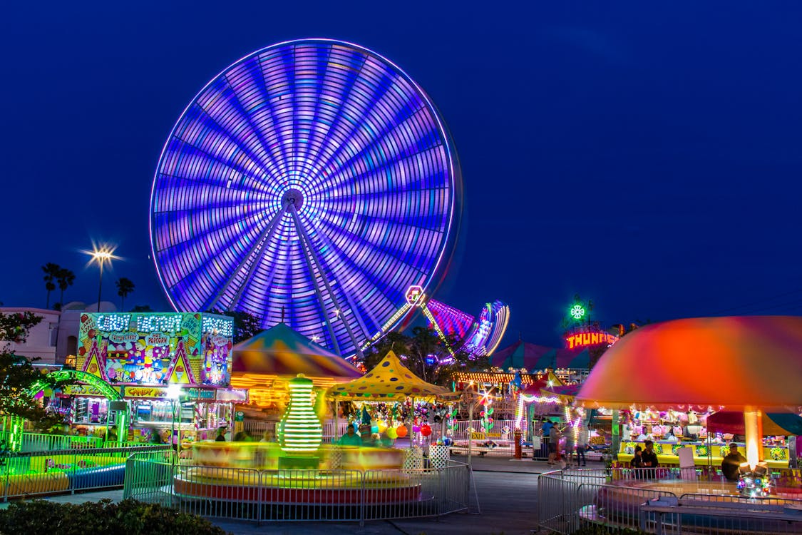 Free An Amusement Park At Night Stock Photo