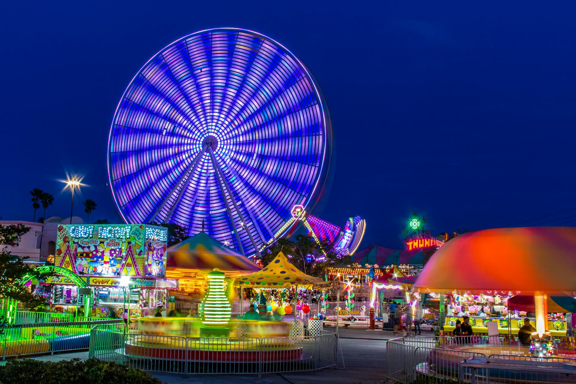 An Amusement Park At Night