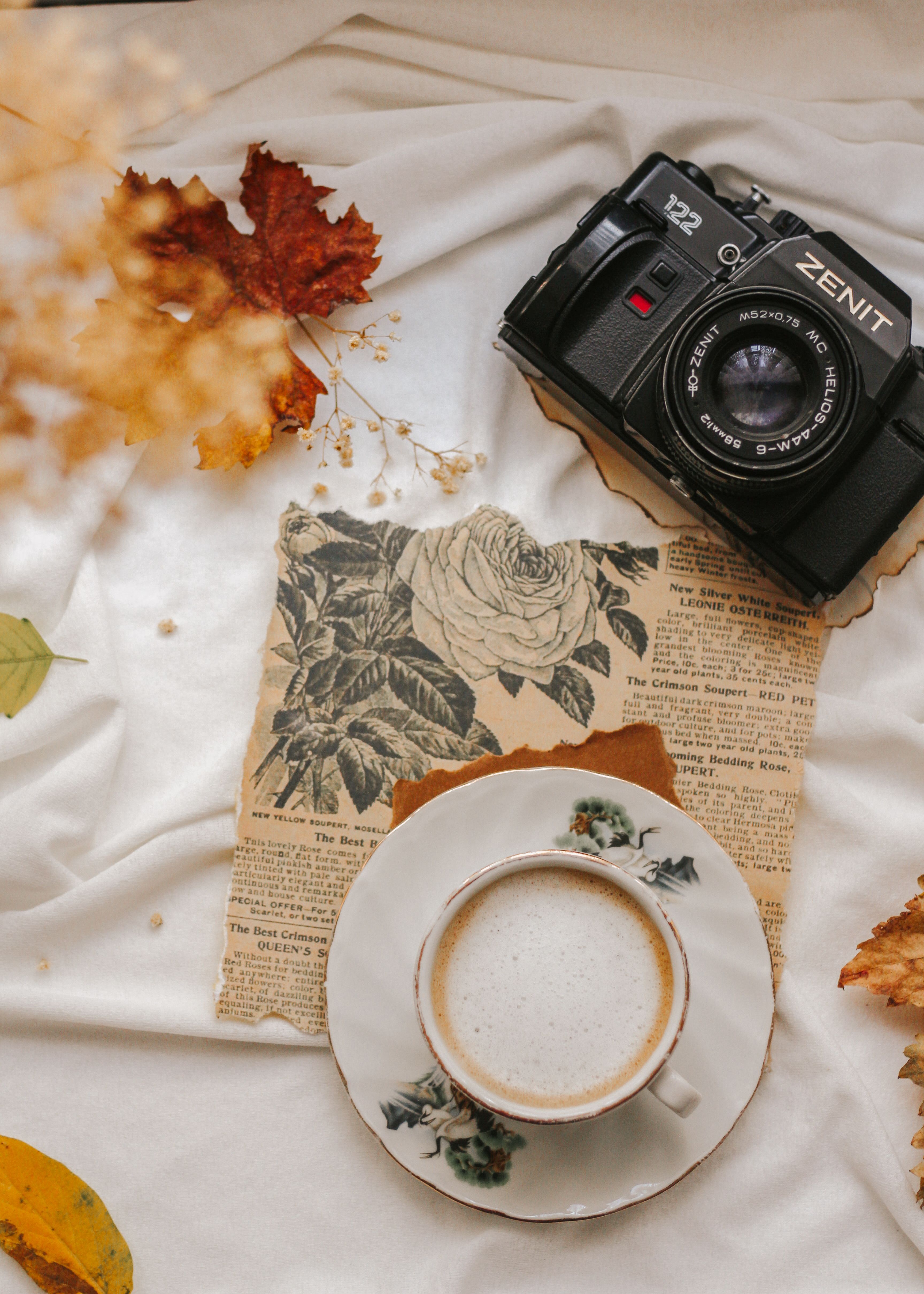 Stylish Still Life with Vintage Camera and Coffee · Free Stock Photo