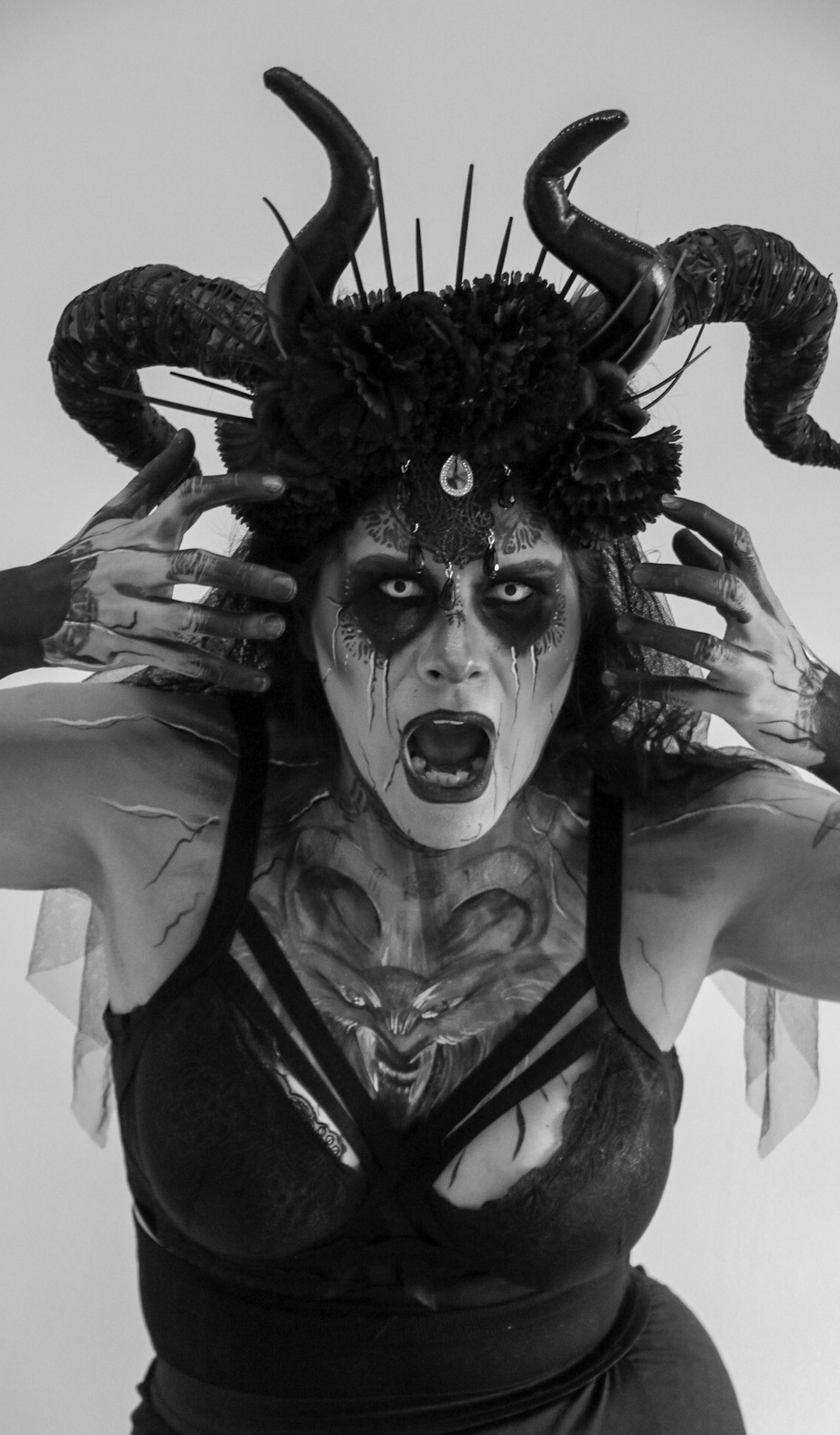 Dramatic Gothic Costume with Horned Headpiece · Free Stock Photo