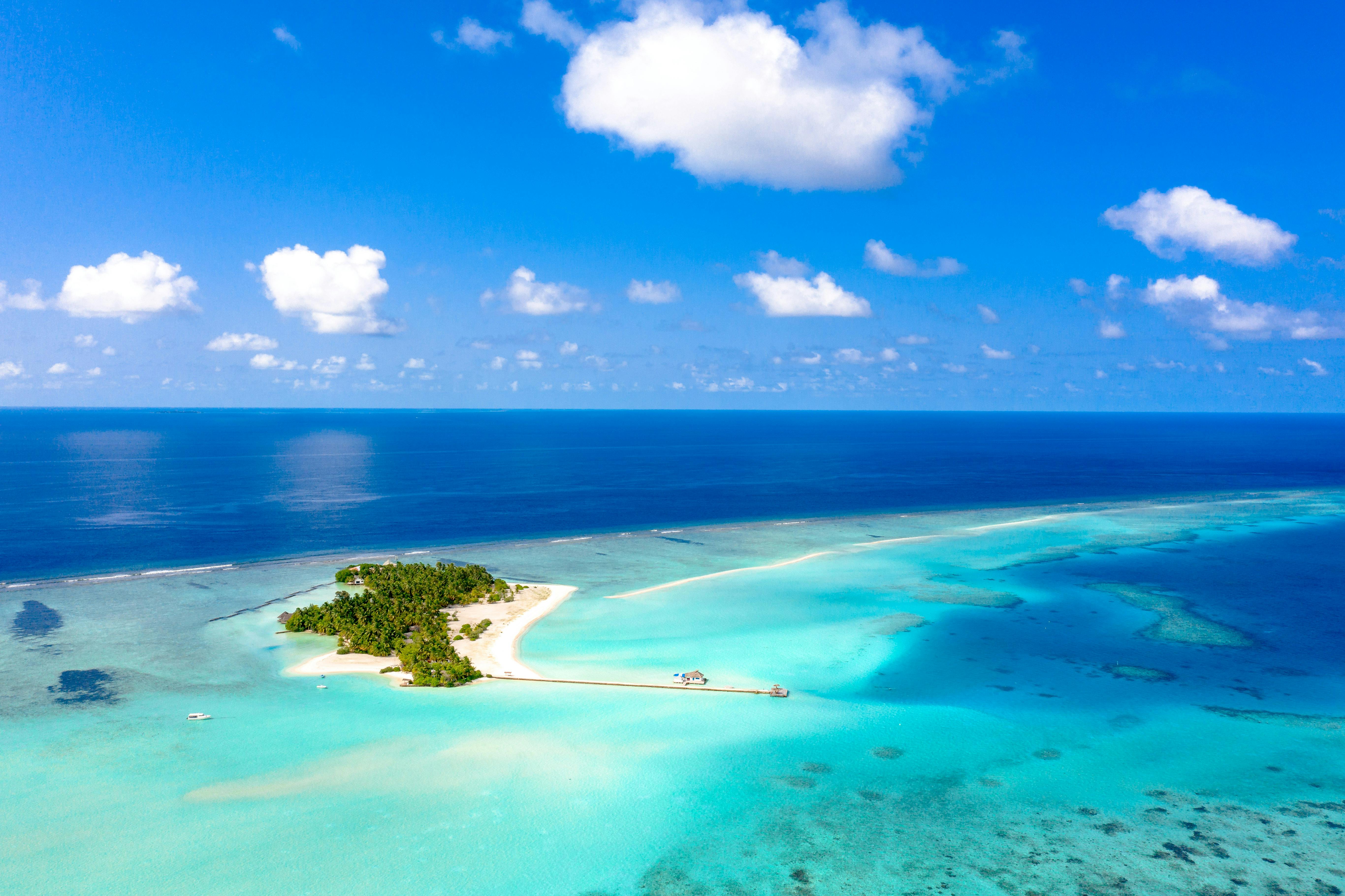 aerial view of tropical island in maldives