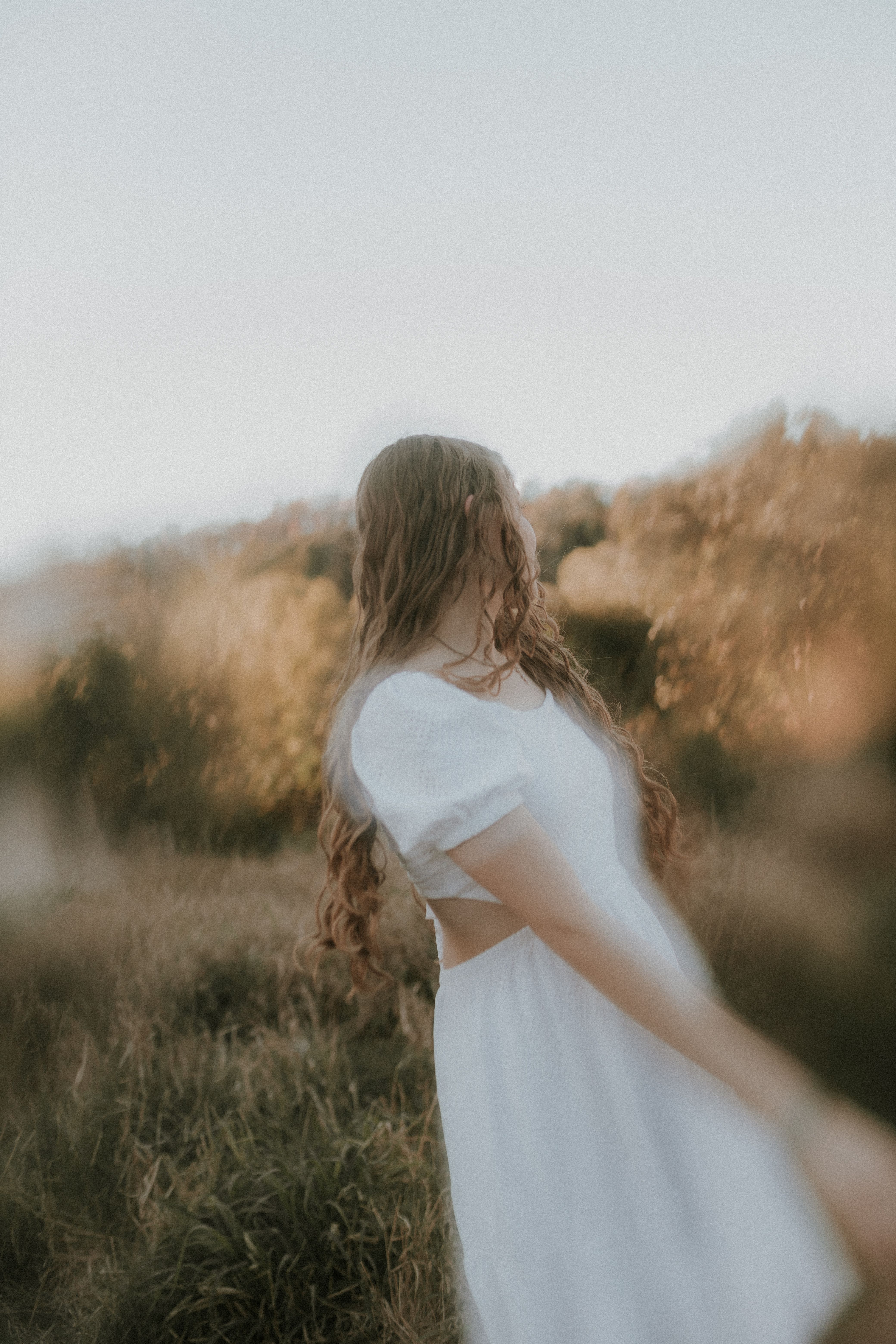 Dreamy Woman in White Dress in Nature  Free Stock Photo