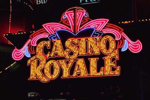 Colorful Casino Royale neon sign lighting up the night on the Las Vegas Strip.