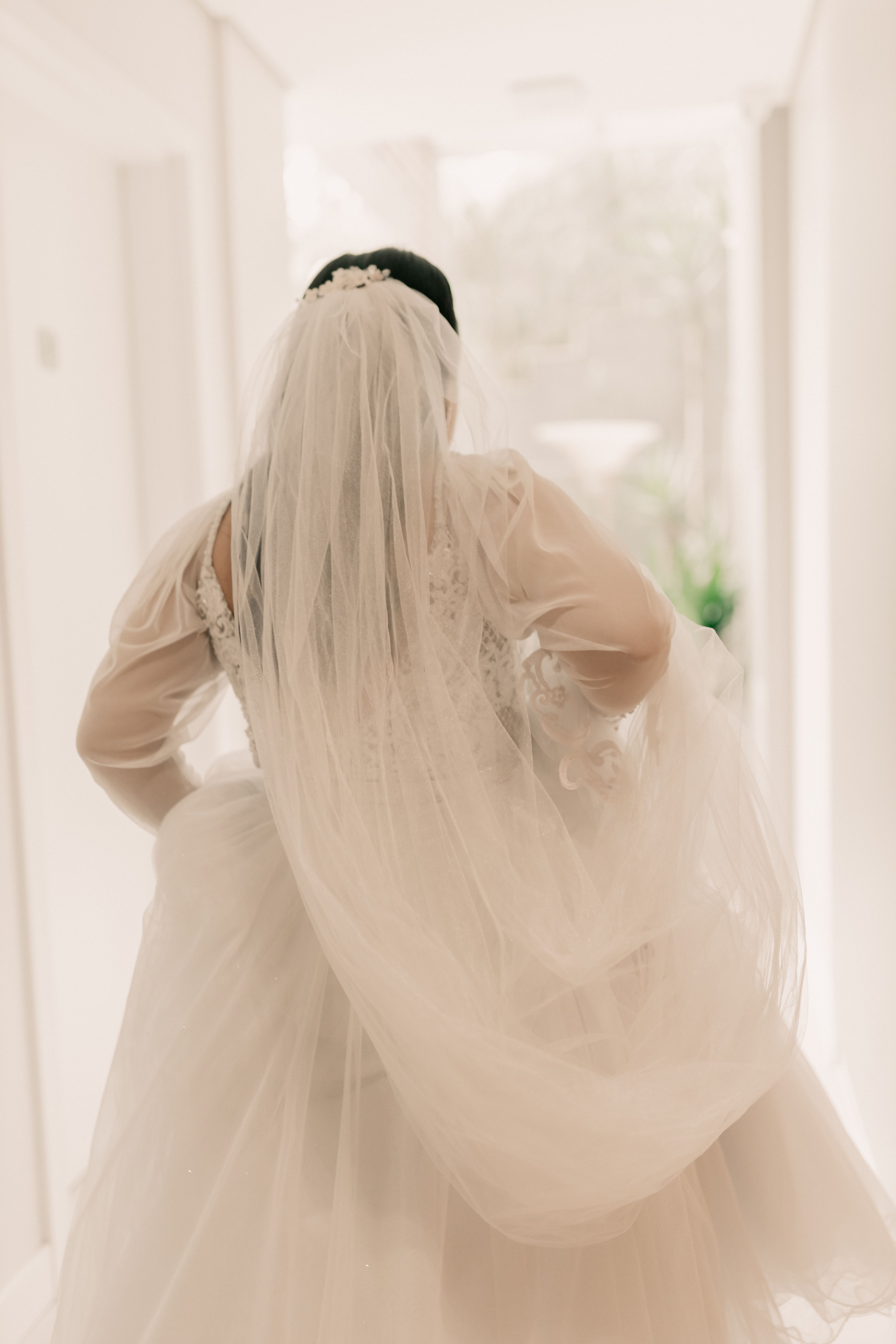 Elegant Bride in Vintage Wedding Dress Indoors  Free Stock Photo