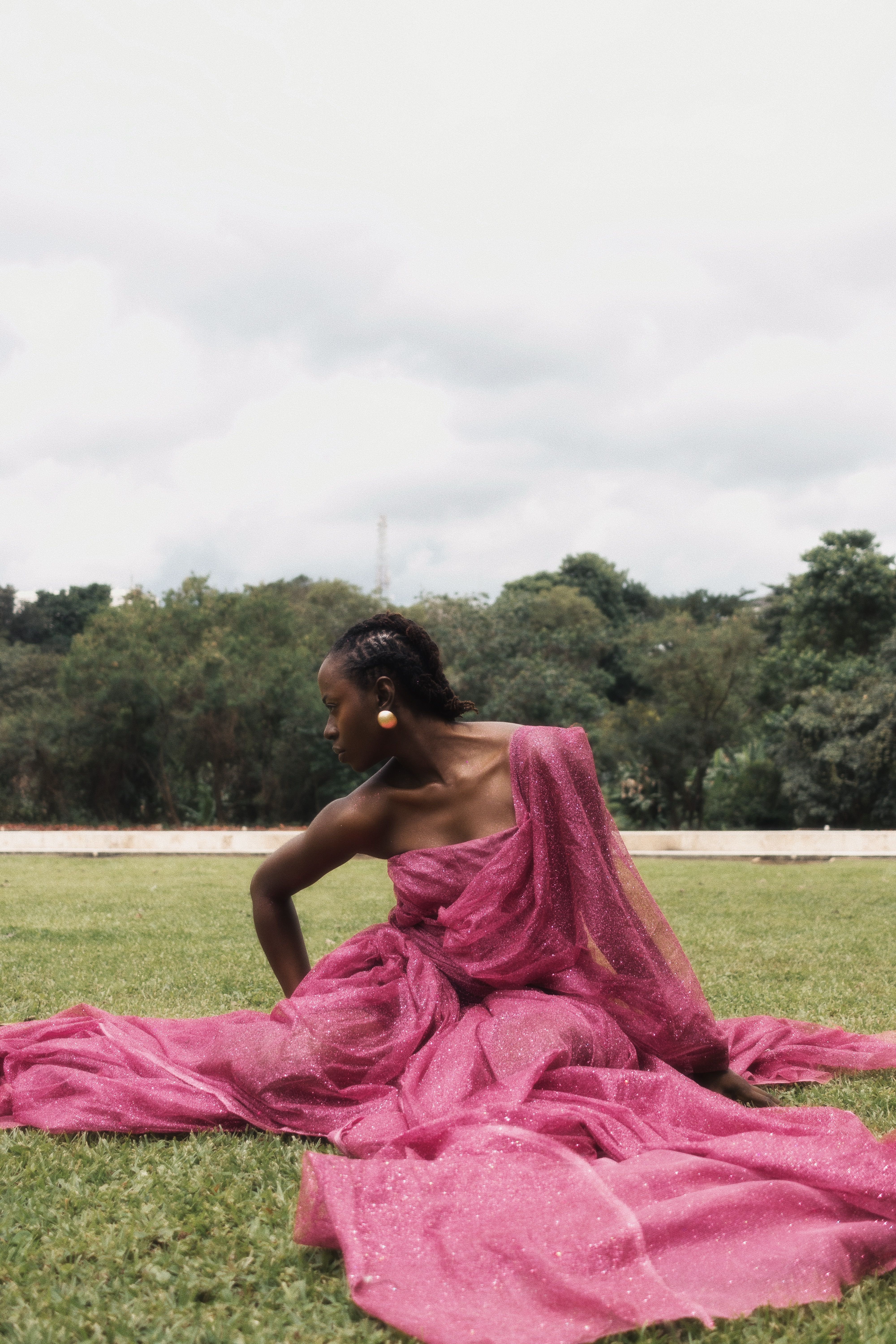 Elegant Woman in Pink Dress Outdoors · Free Stock Photo