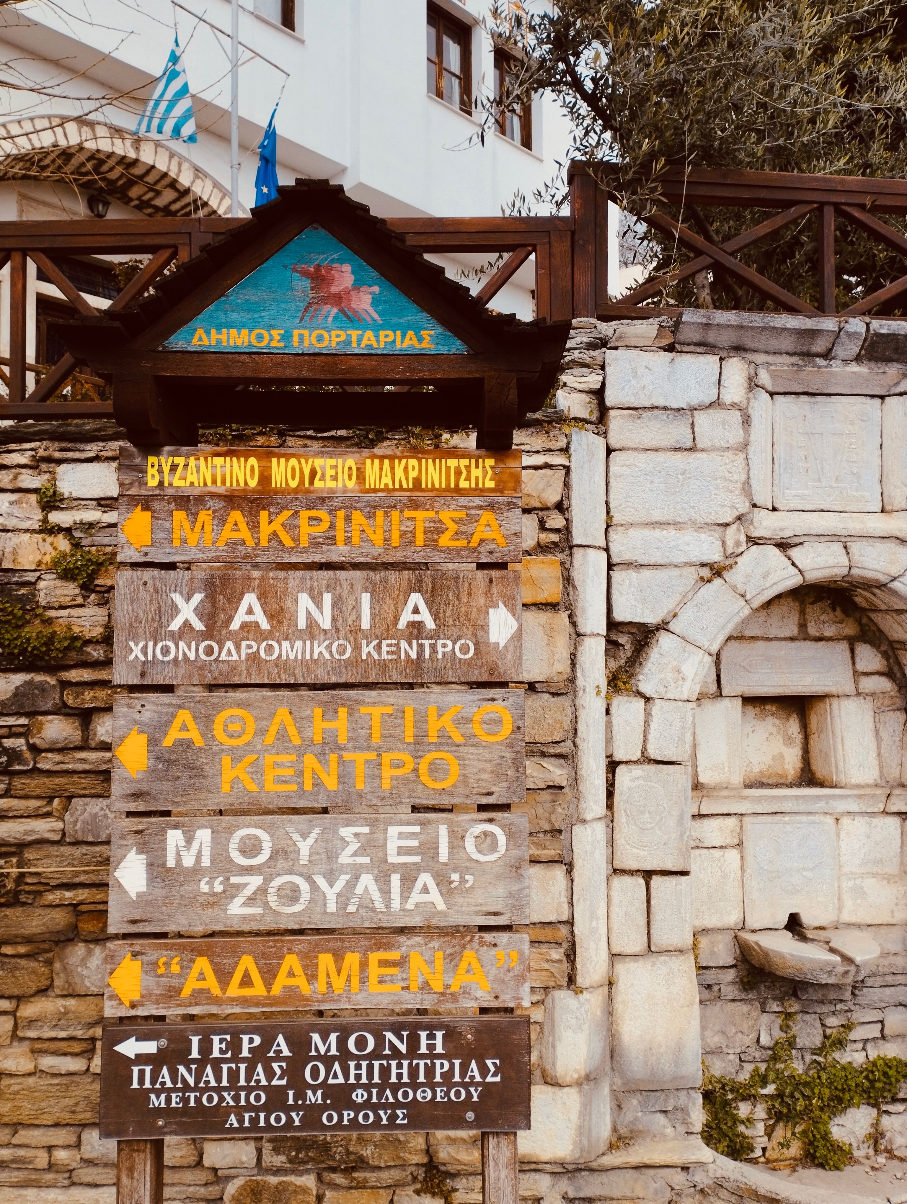 Directional Sign Post in Portaria, Greece · Free Stock Photo