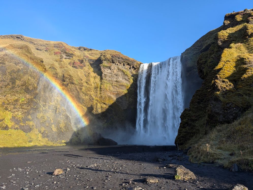 Stunning Sk gafoss Waterfall In Iceland With Rainbow Free Stock Photo stunning-sk-gafoss-waterfall-in-iceland-with-rainbow-free-stock-photo