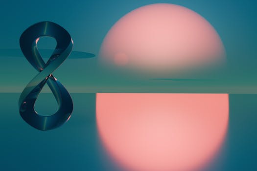 A surreal abstract 3D render featuring an infinity symbol with a warm, textured background.