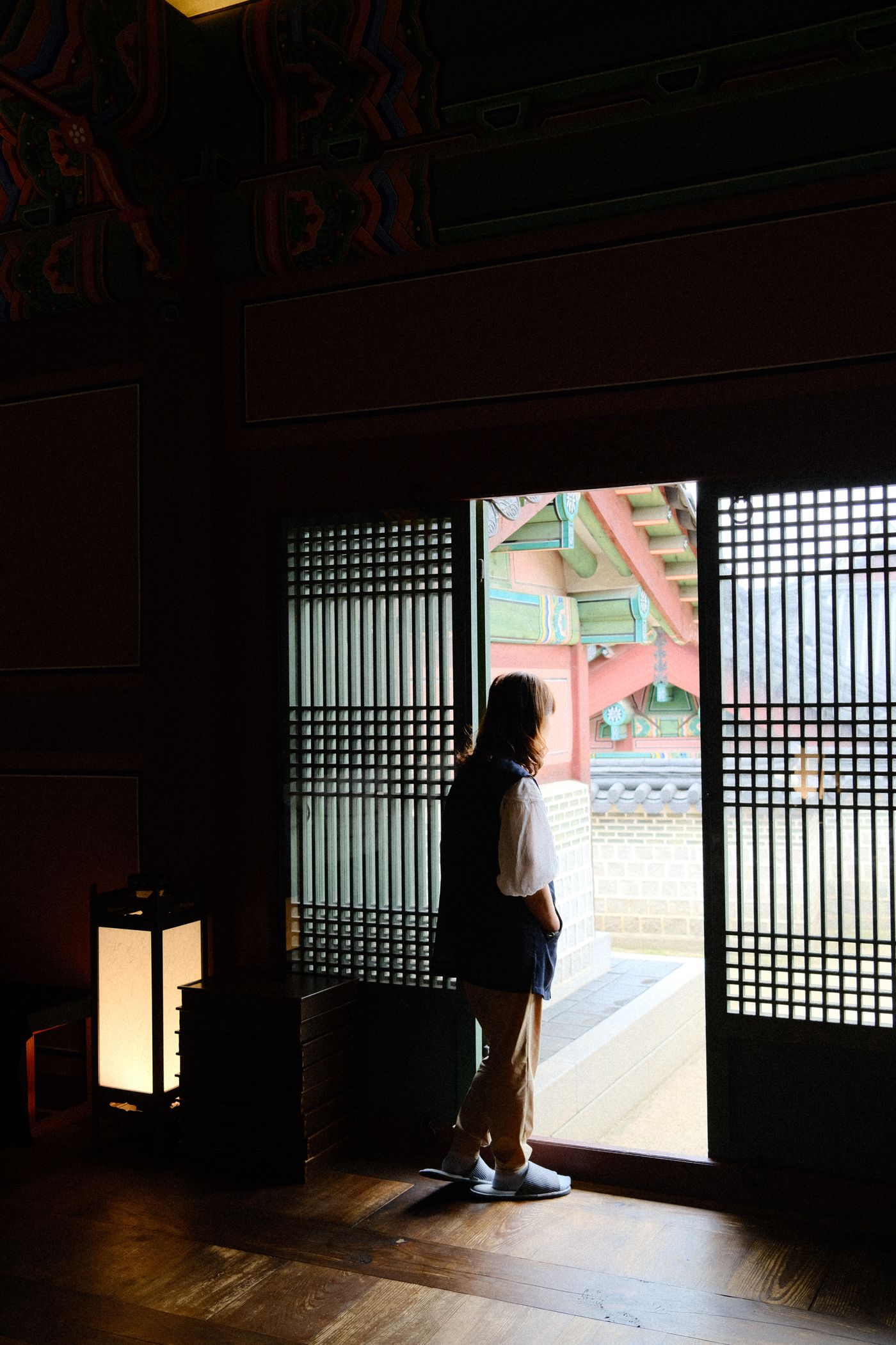 Tourist visiting Gyeongbokgung Palace in Seoul Korea