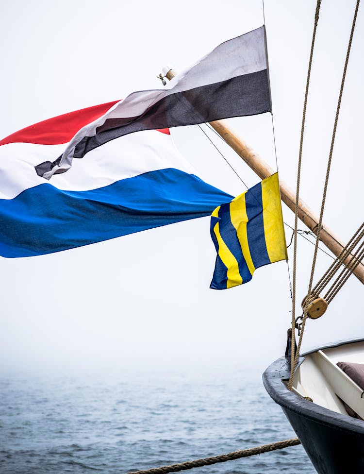 Banner Flags Swaying On A Boat