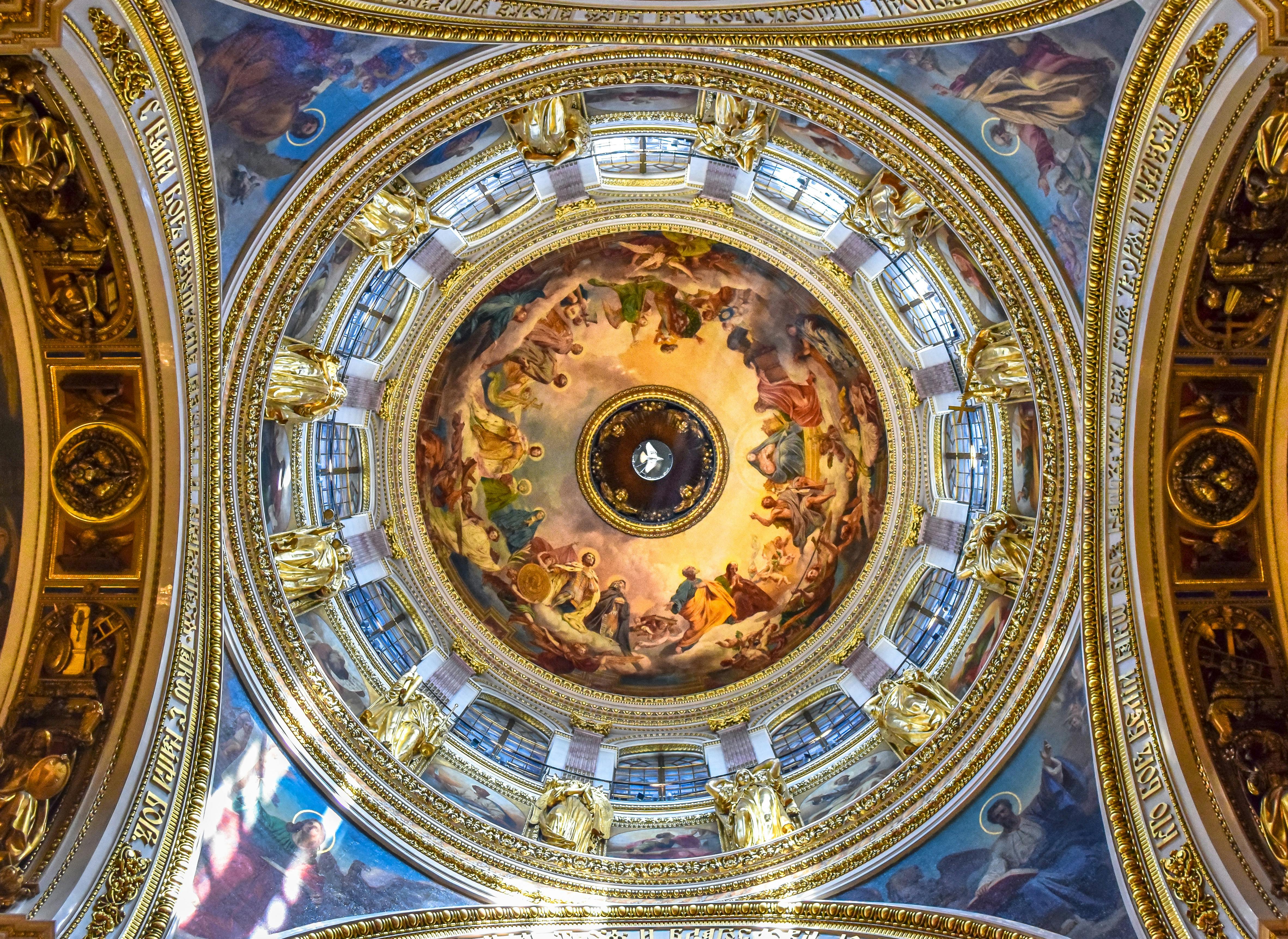 Religious Paintings On A Cathedral S Ceiling Free Stock Photo