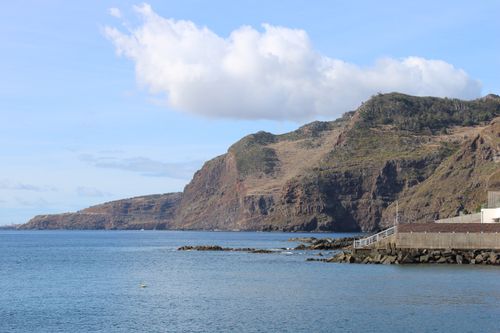 Free Breathtaking view of the rocky Madeira coastline under a clear blue sky. Stock Photo