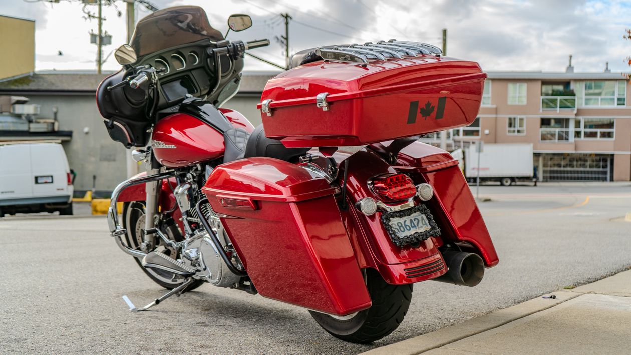 Motorcycle Ride Rv Red Red Motorcycle Parked in Urban Setting · Free Stock Photo