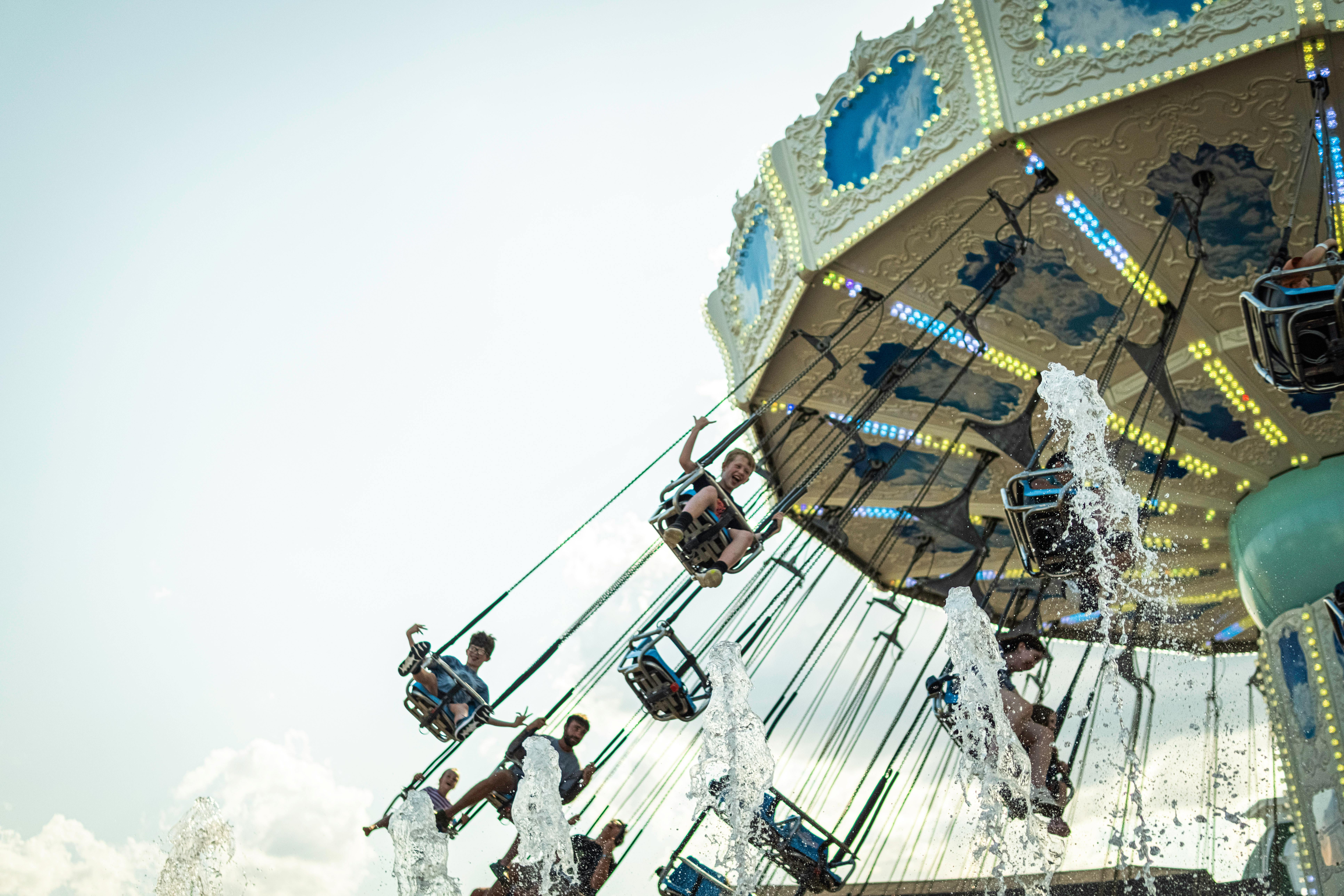 thrilling swing ride at theme park adventure