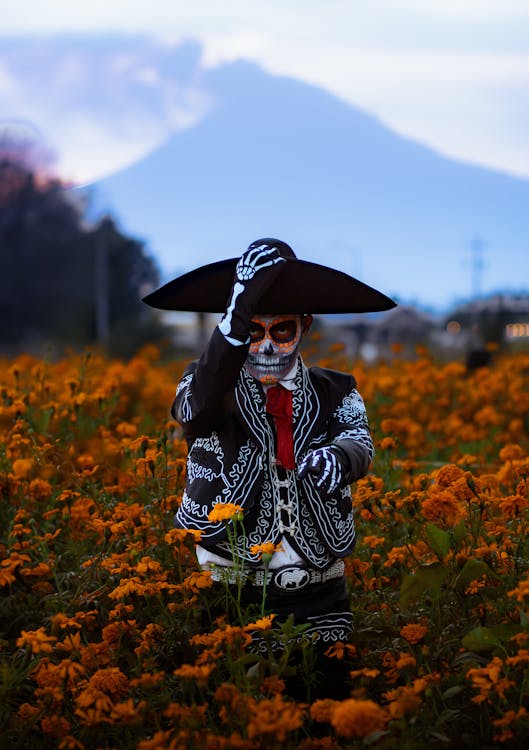 Day of the Dead Catrina in Marigold Field · Free Stock Photo