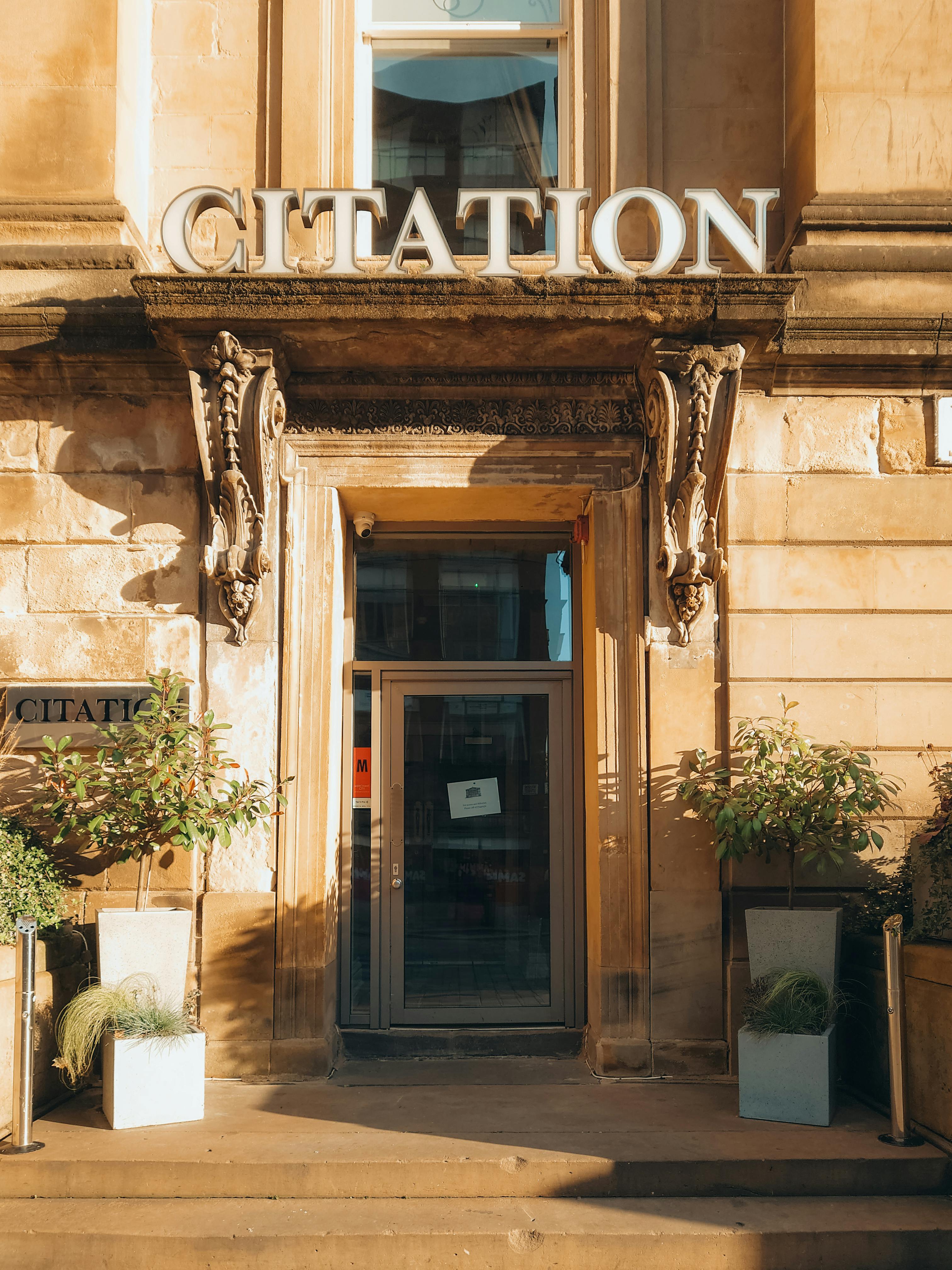 historic citation building entrance in glasgow city