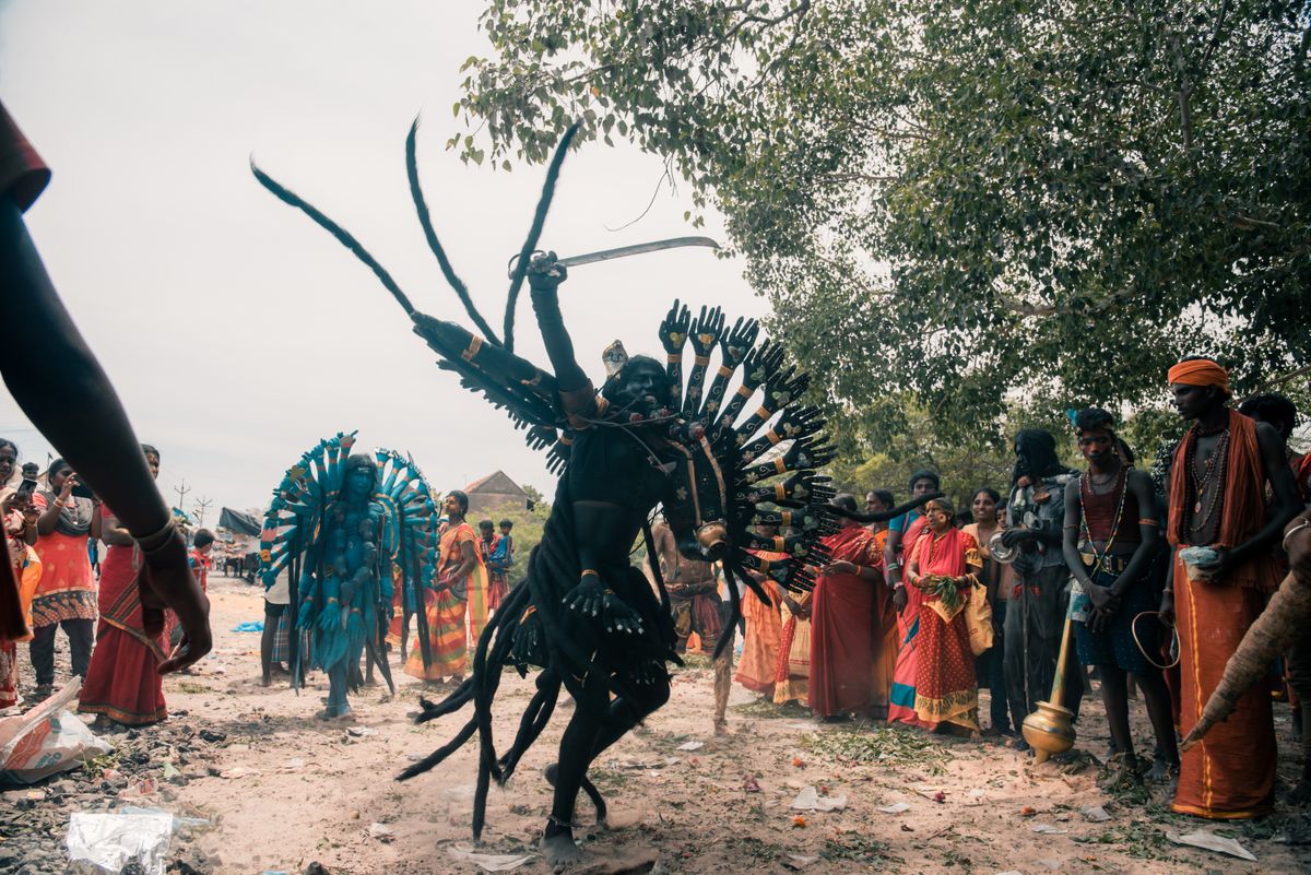 Festival dancers in colour
