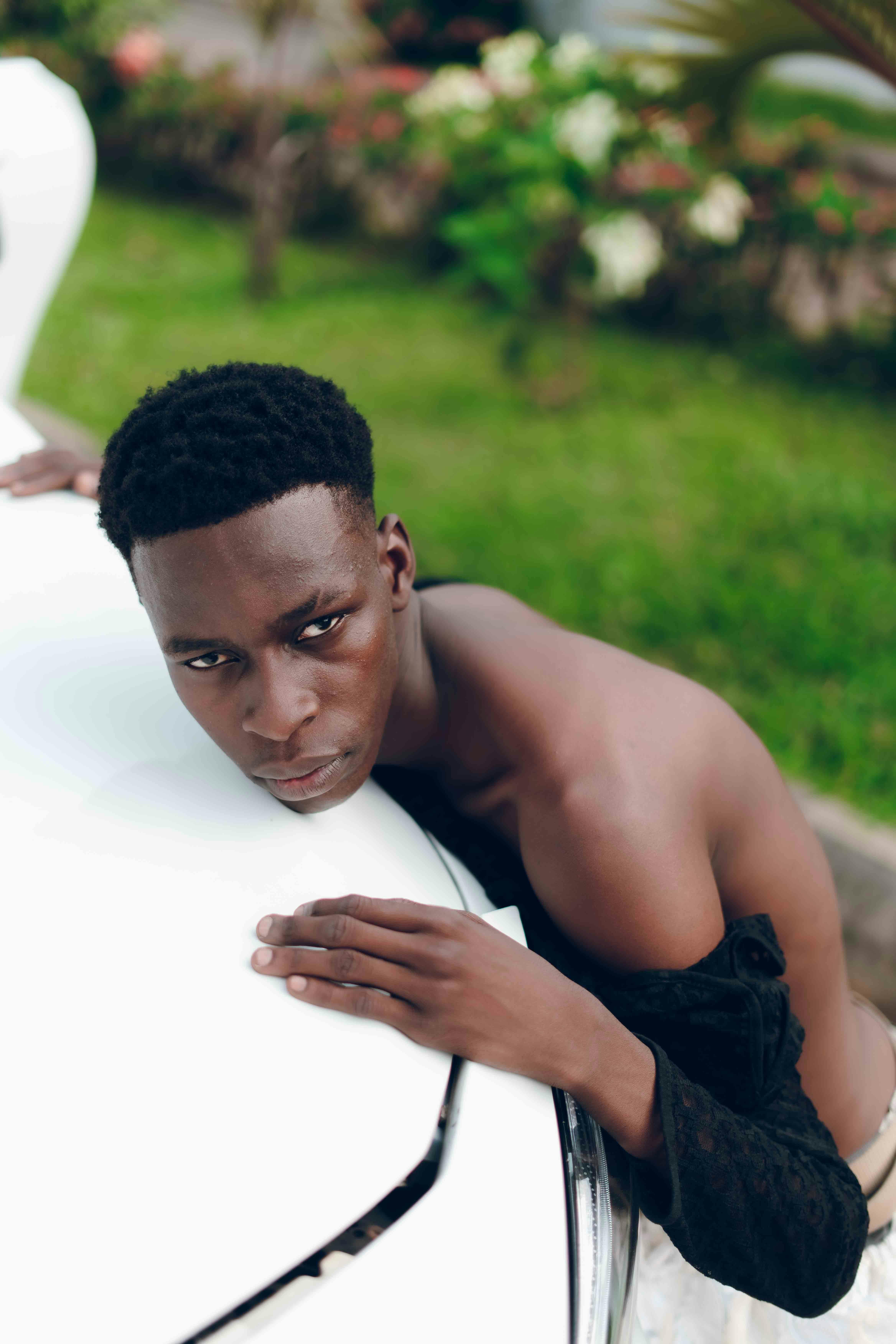 stylish portrait of young african model outdoors