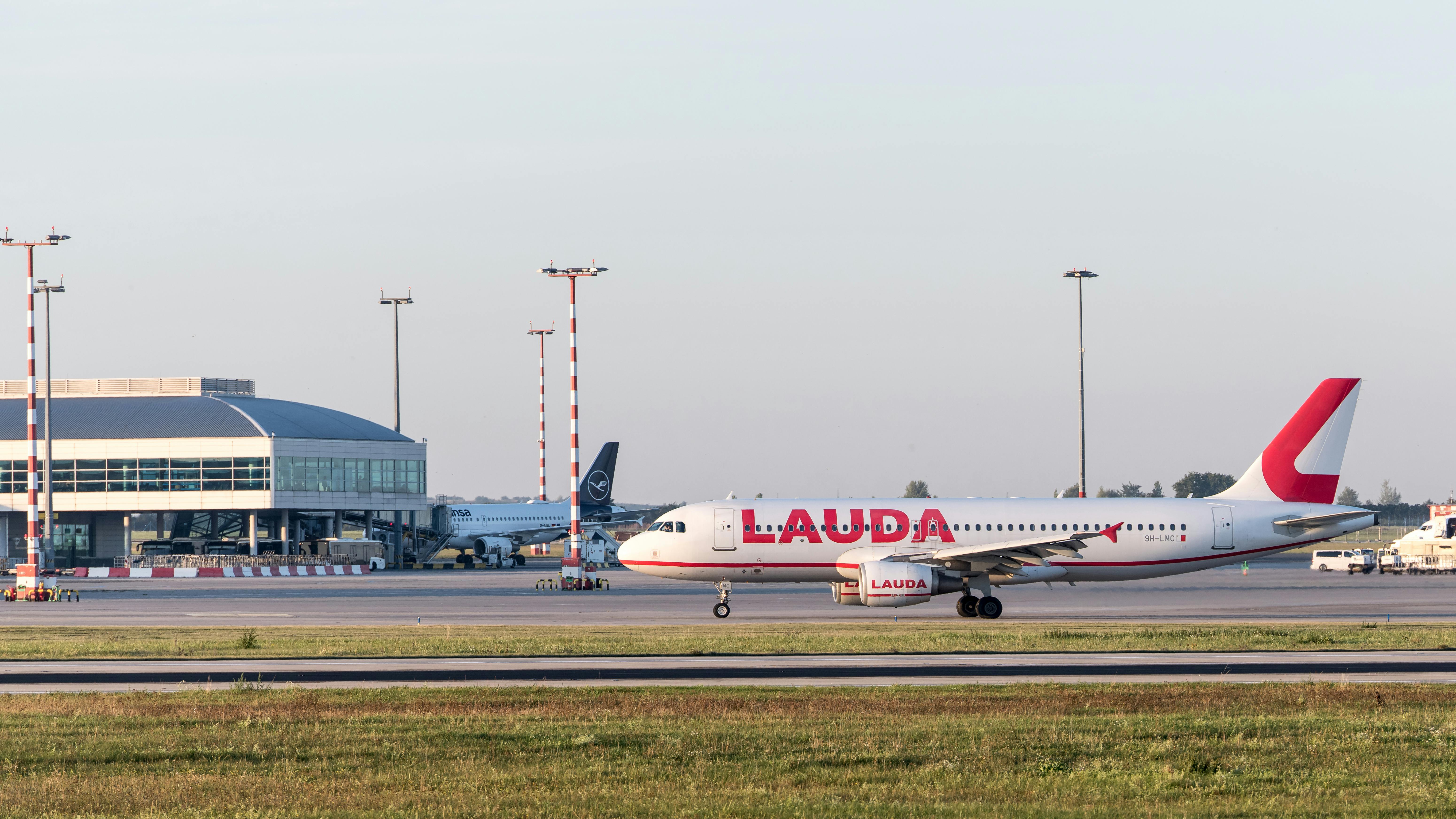 Lauda Airplane at Prague Airport Runway