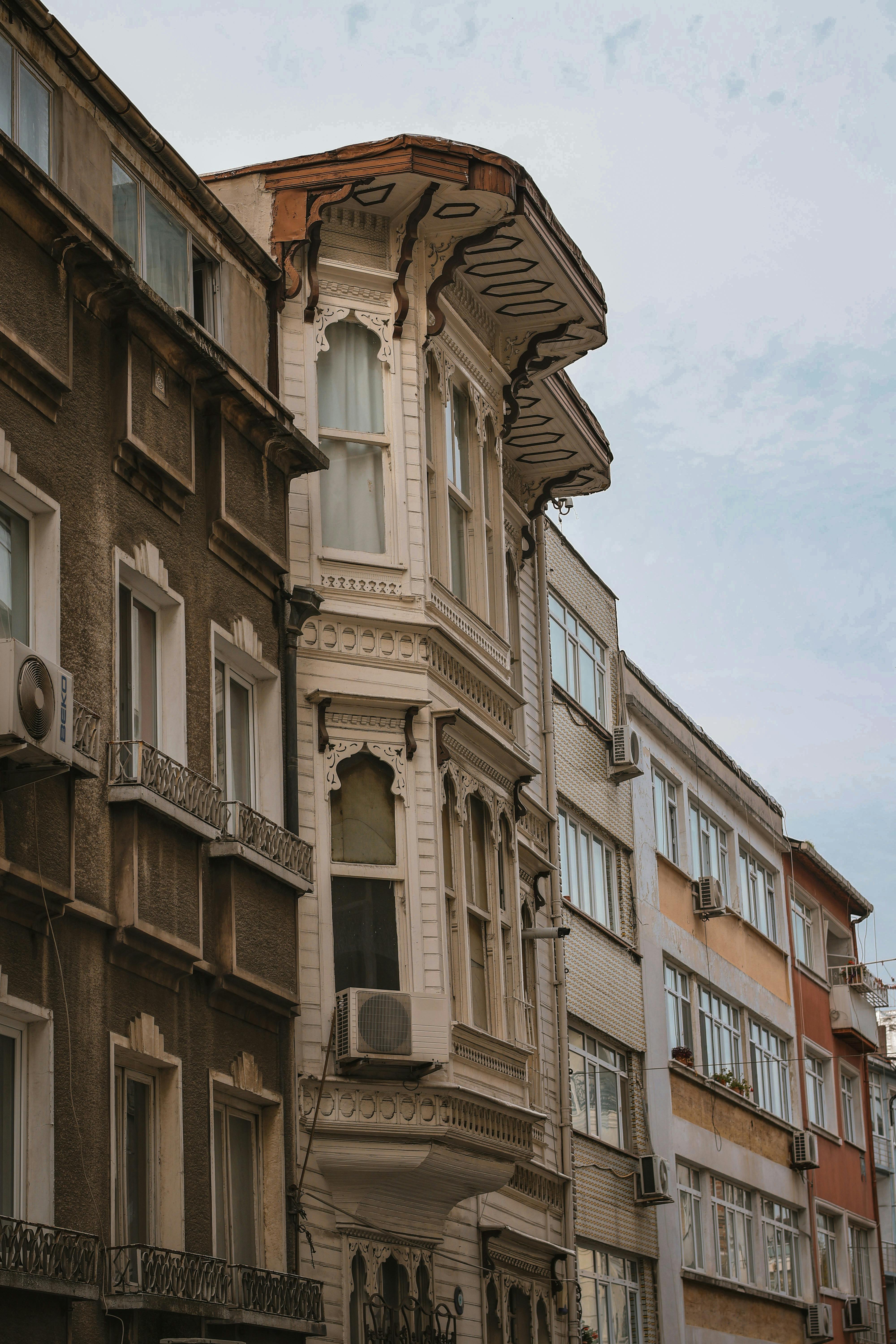 historic urban architecture of multi story buildings