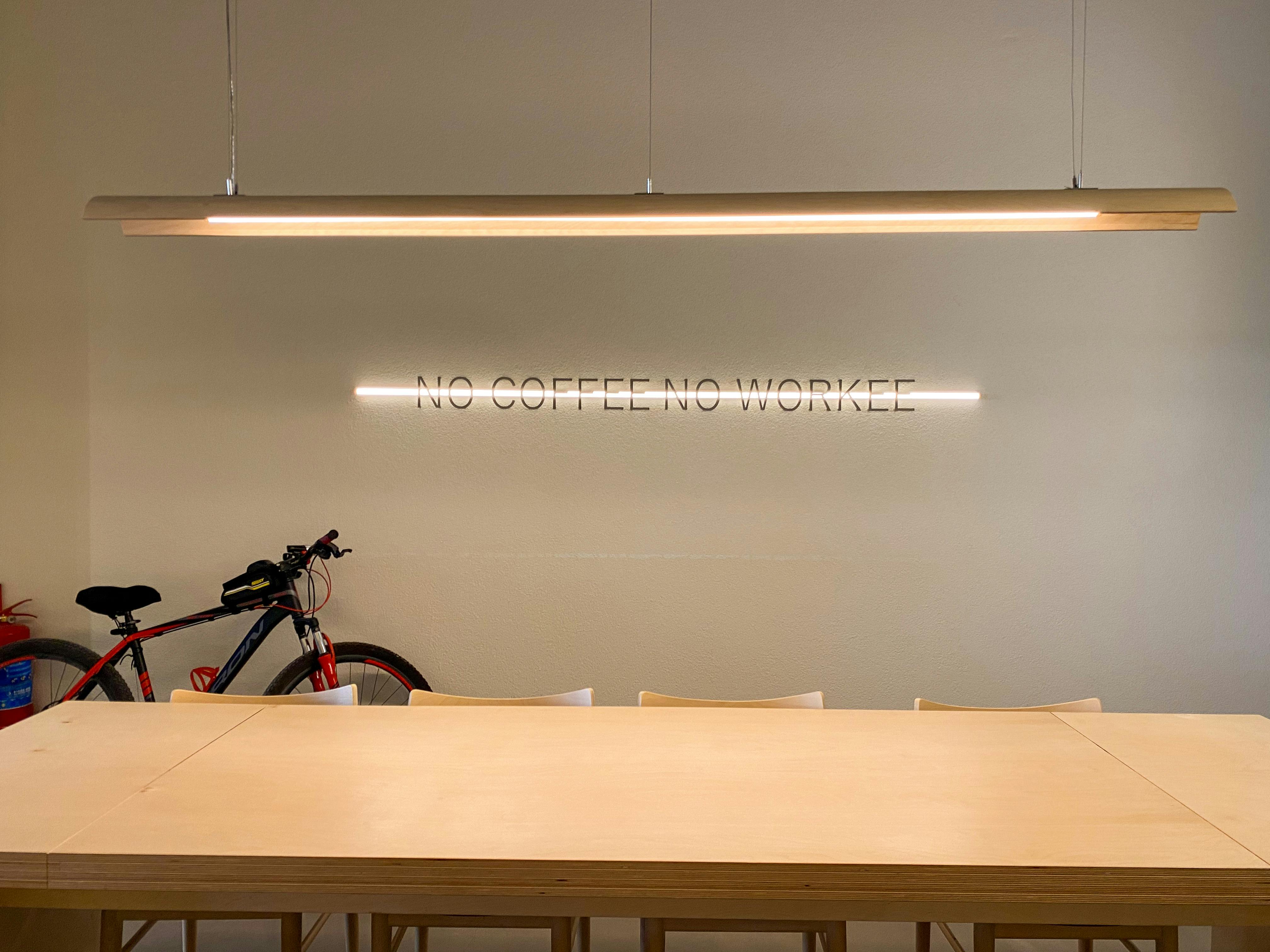 Organized workspace with ergonomic furniture