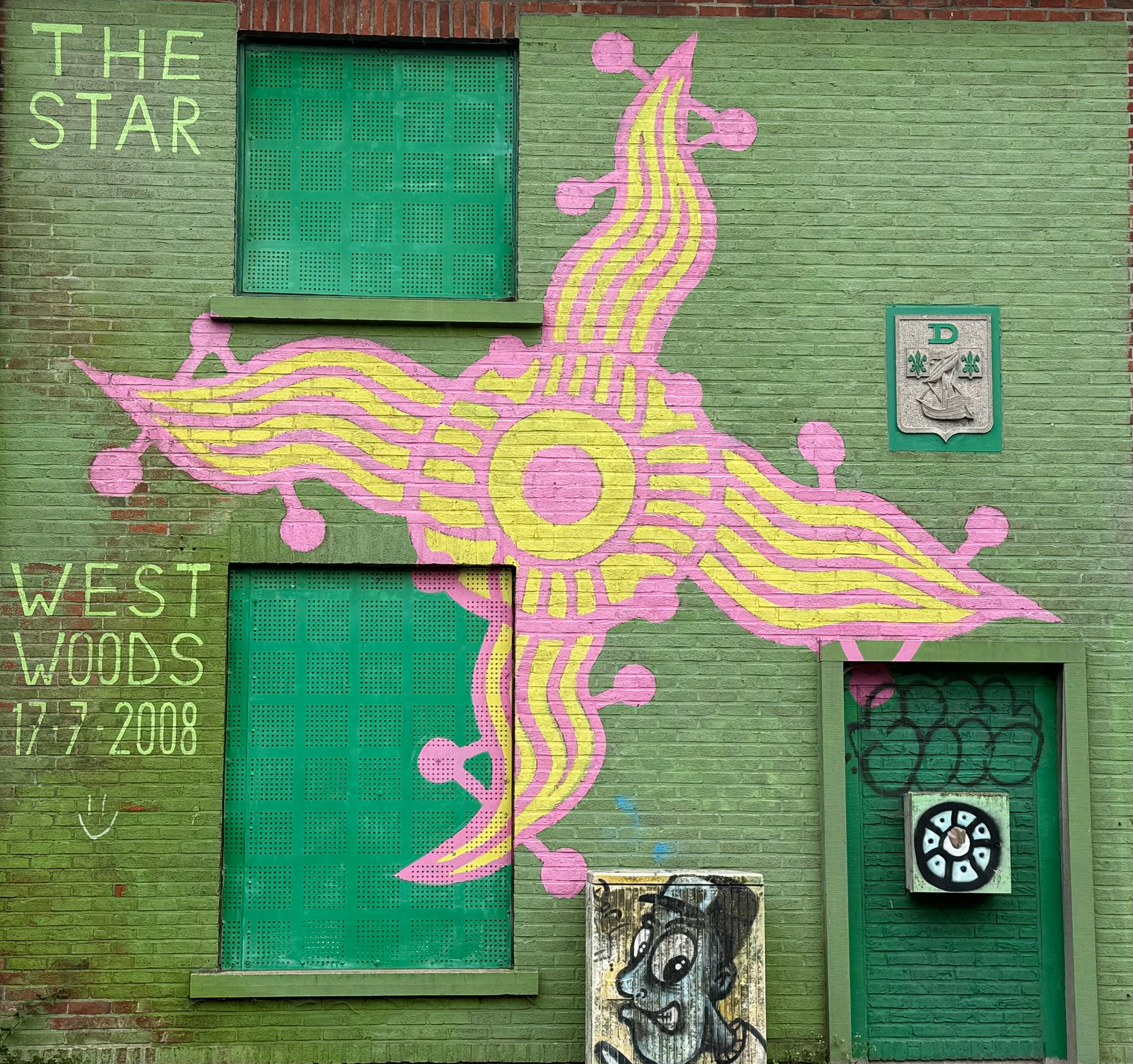 Vibrant comic strip mural on a building in Brussels, Belgium