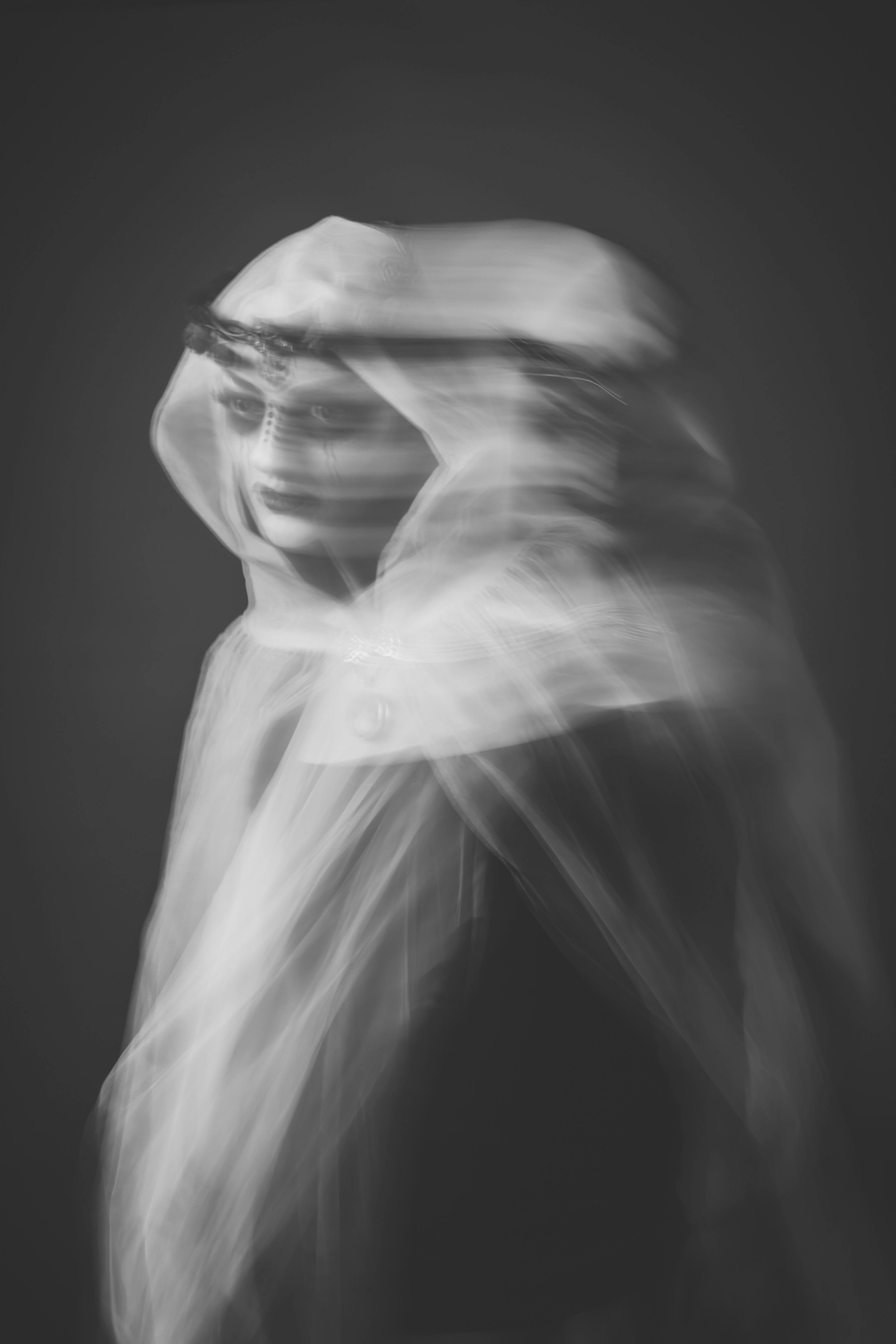 Gratis Retrato Místico En Blanco Y Negro Con Doble Exposición Foto de stock