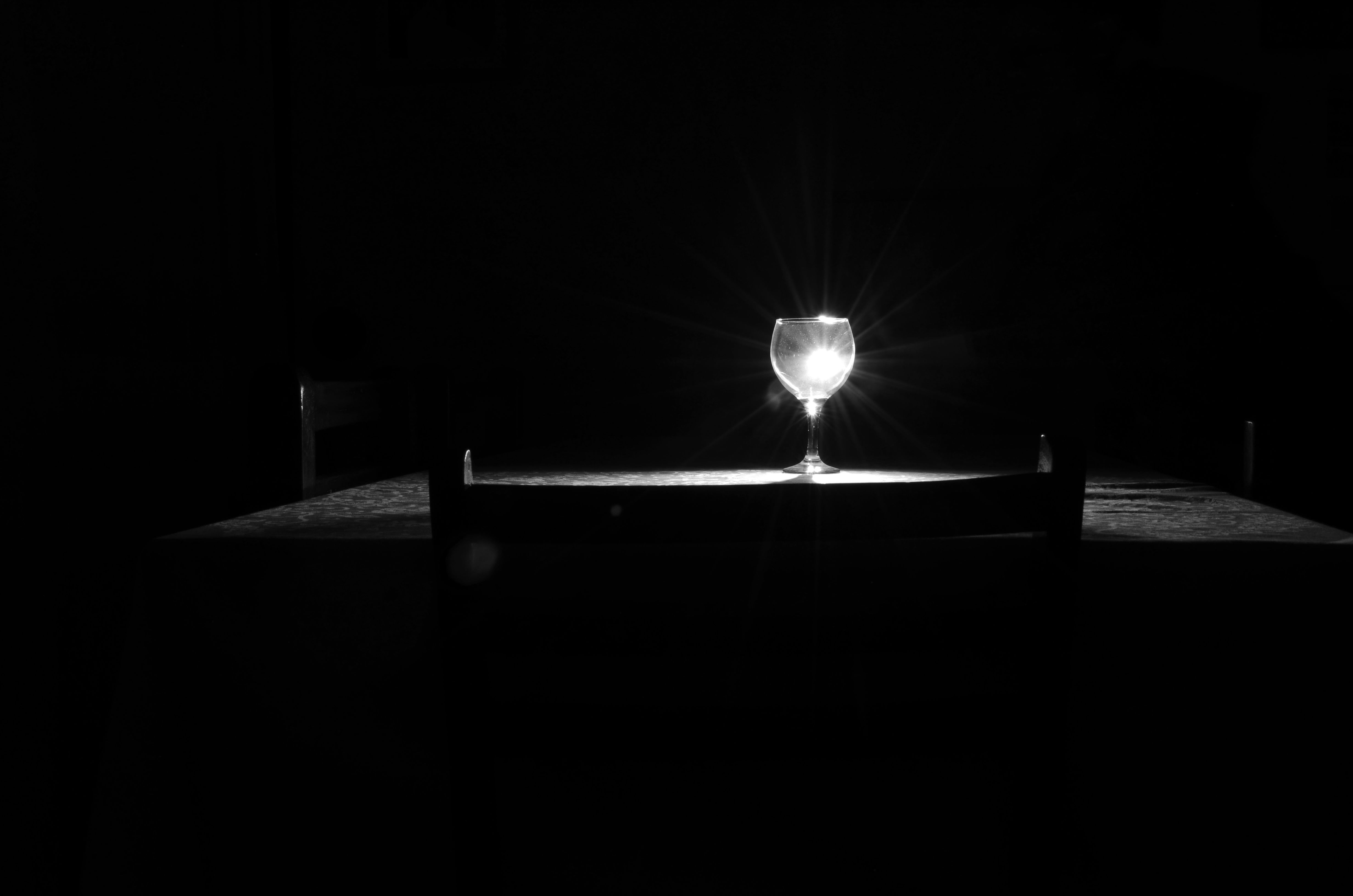 Free Stock Photo Of Black And White Dark Room Dinner Table